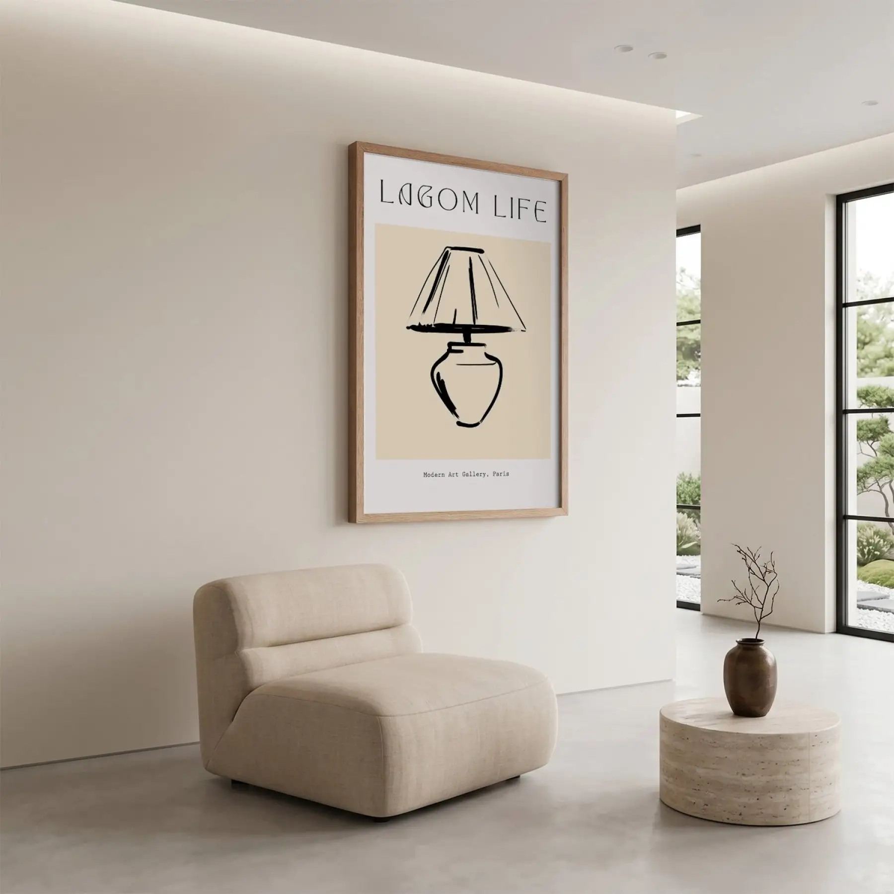 Lagom Yaşam Lamba Tablosu Doğal Ahşap Çerçeveli Dekoru Poster Obje Ev Aksesuarları Modern