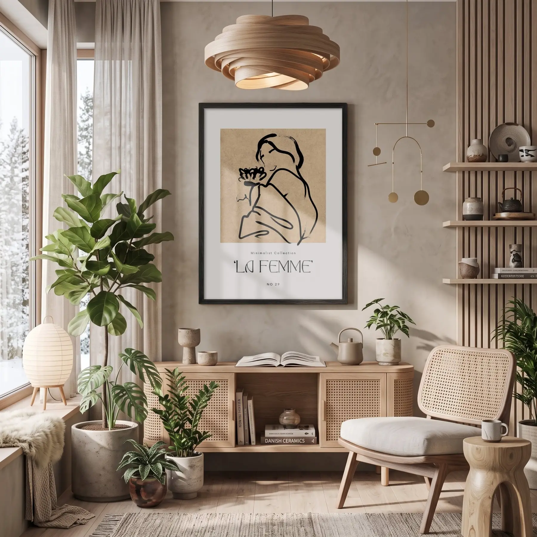 Kraft Minimalist Kadın Figürü Siyah Ahşap Çerçeveli Tablo Dekoratif Obje Ev Aksesuarları Modern