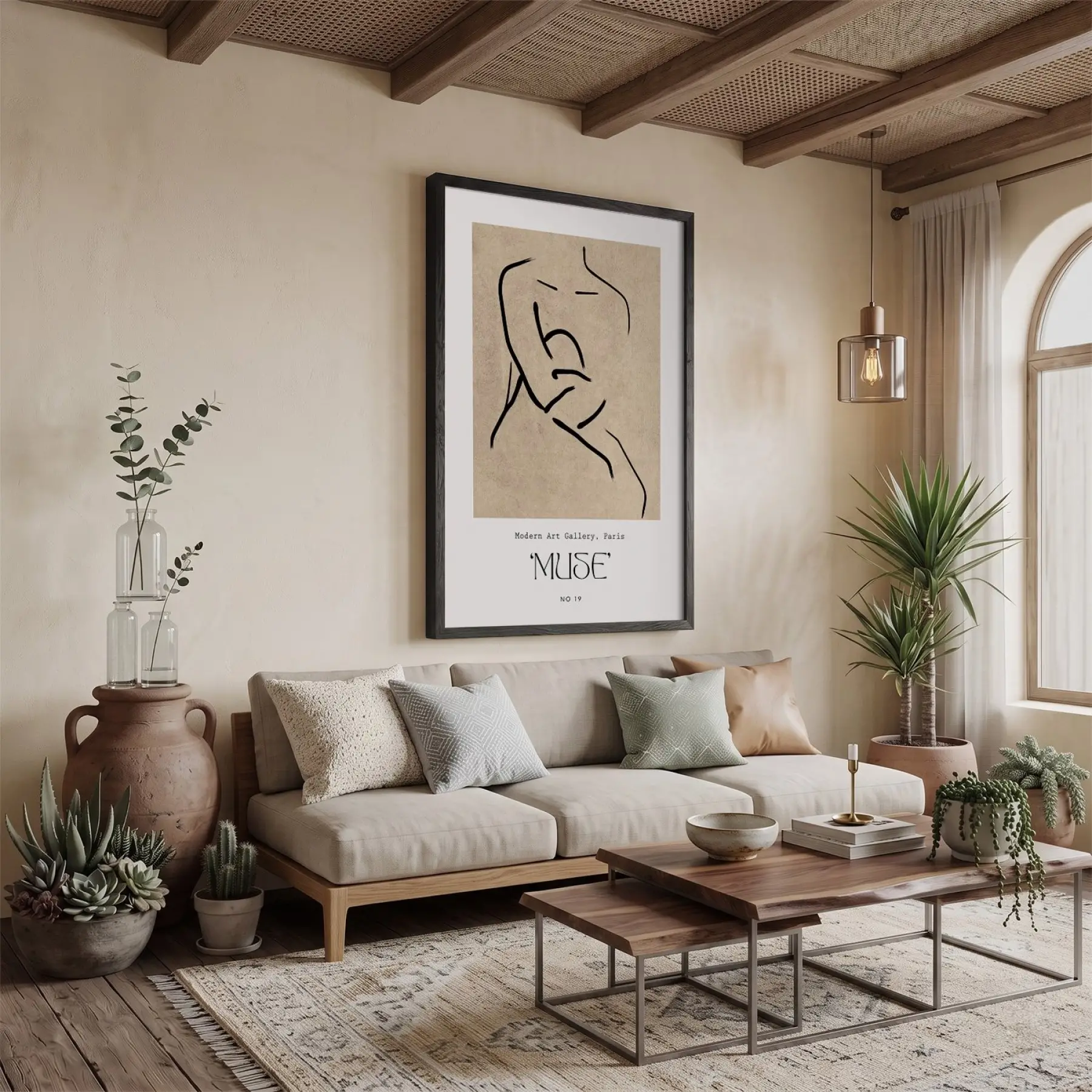 Minimalist Muse Çizimi Siyah Ahşap Çerçeveli Tablo Aksesuarları Modern Sanat İç Mekan Yatak