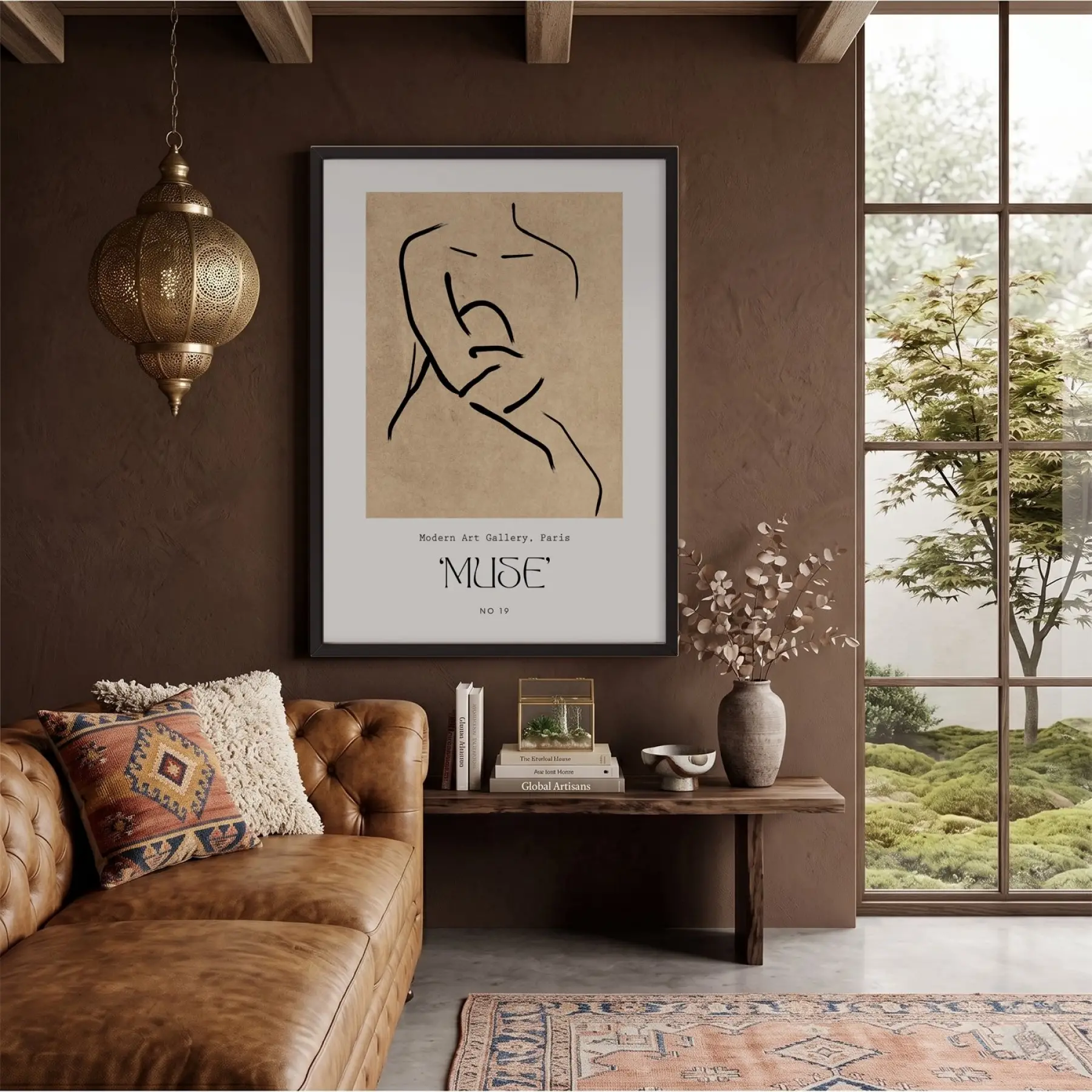 Minimalist Muse Çizimi Siyah Ahşap Çerçeveli Tablo Aksesuarları Modern Sanat İç Mekan Yatak