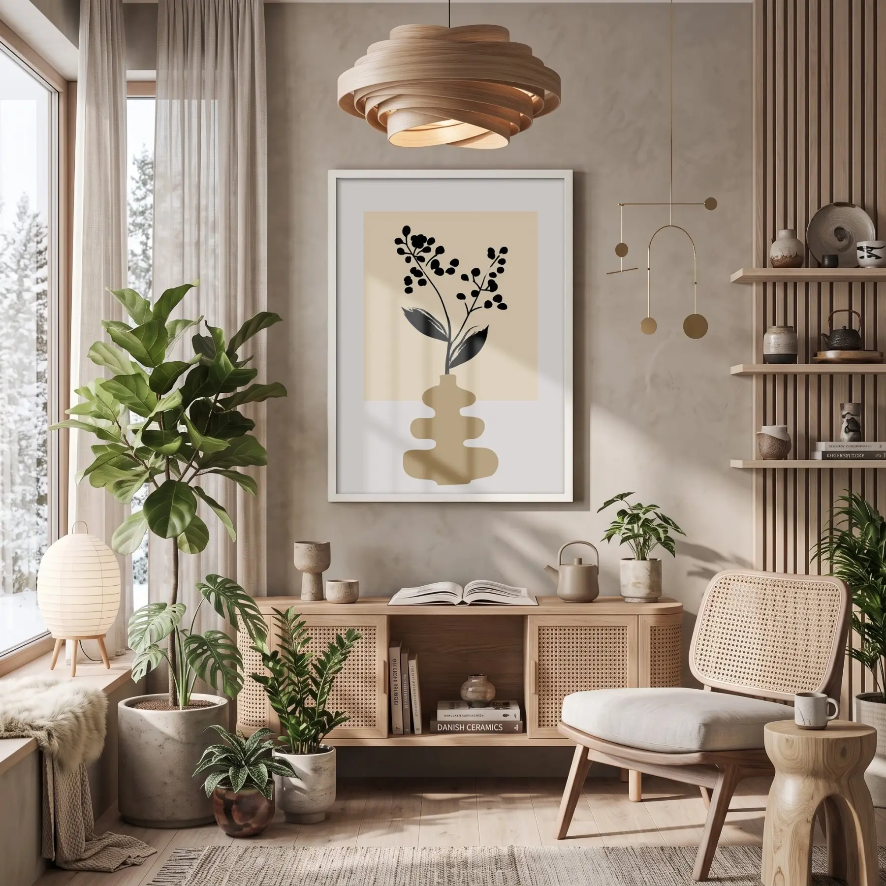 Soyut Siyah Berry Tablo Beyaz Ahşap Çerçeveli Obje Ev Aksesuarları Modern Sanat İç