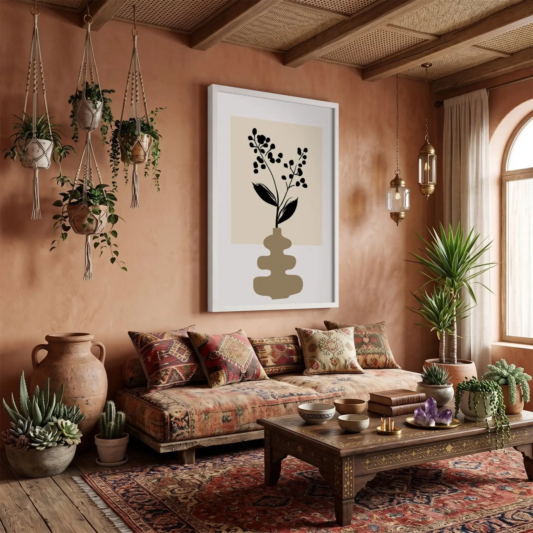 Soyut Siyah Berry Tablo Beyaz Ahşap Çerçeveli Obje Ev Aksesuarları Modern Sanat İç