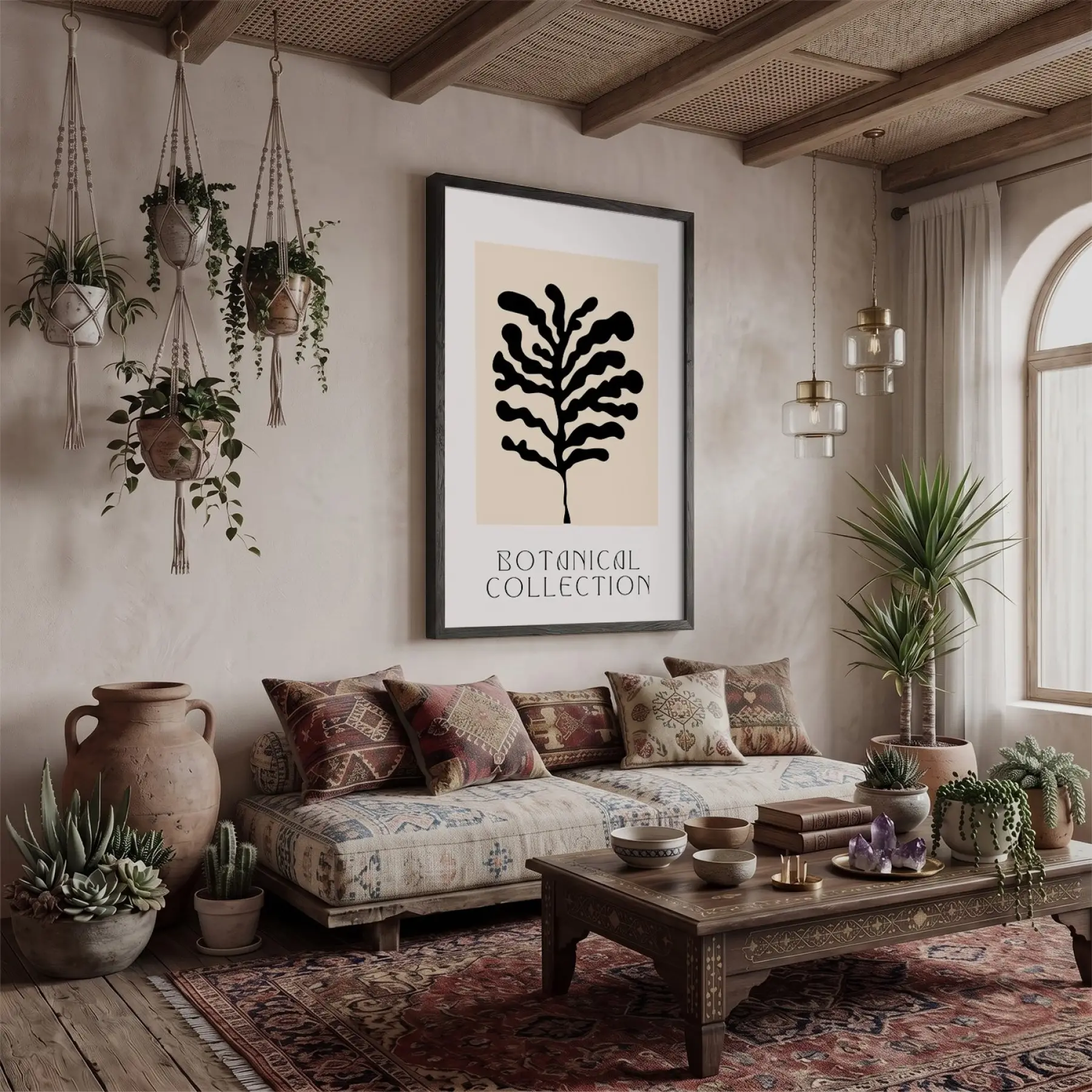 Siyah Deniz Yosunu Sanatı Ahşap Çerçeveli Tablo Poster Dekoratif Obje Ev Aksesuarları Modern