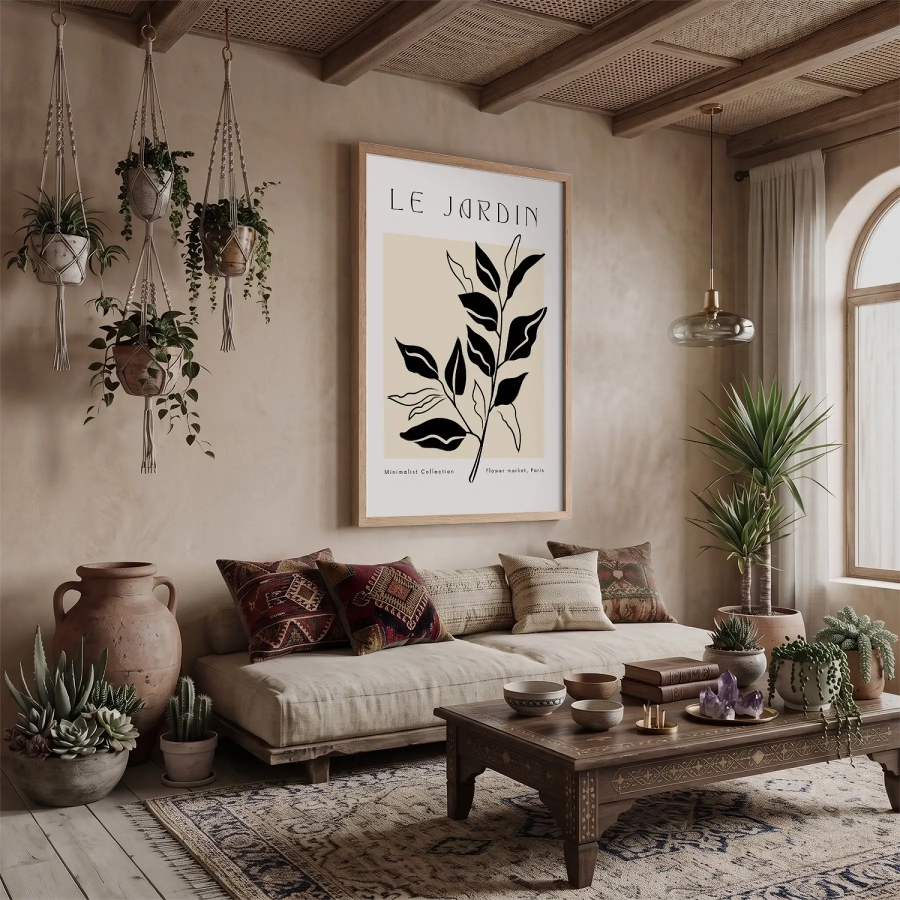 Minimalist Jardin Dalı Doğal Ahşap Çerçeveli Tablo Duvar Dekoru Poster Obje Ev Aksesuarları