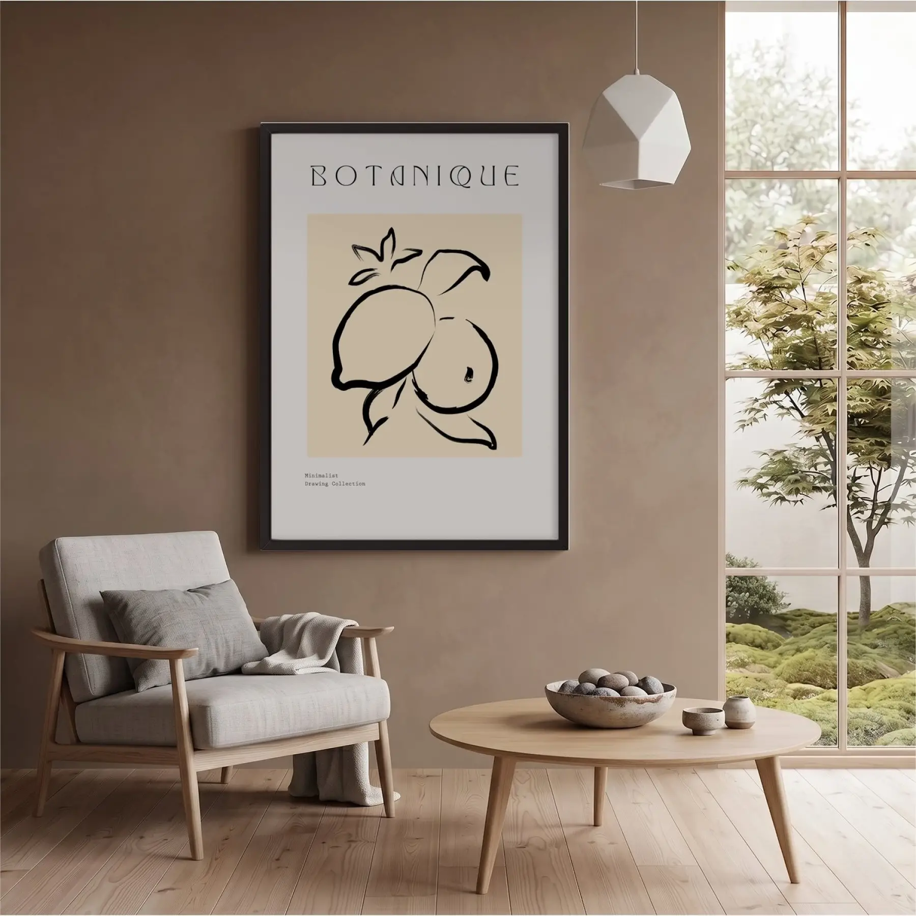 Minimalist Botanik Limon Siyah Ahşap Çerçeveli Tablo Bohem Dekorasyonu Poster Obje Ev Aksesuarları