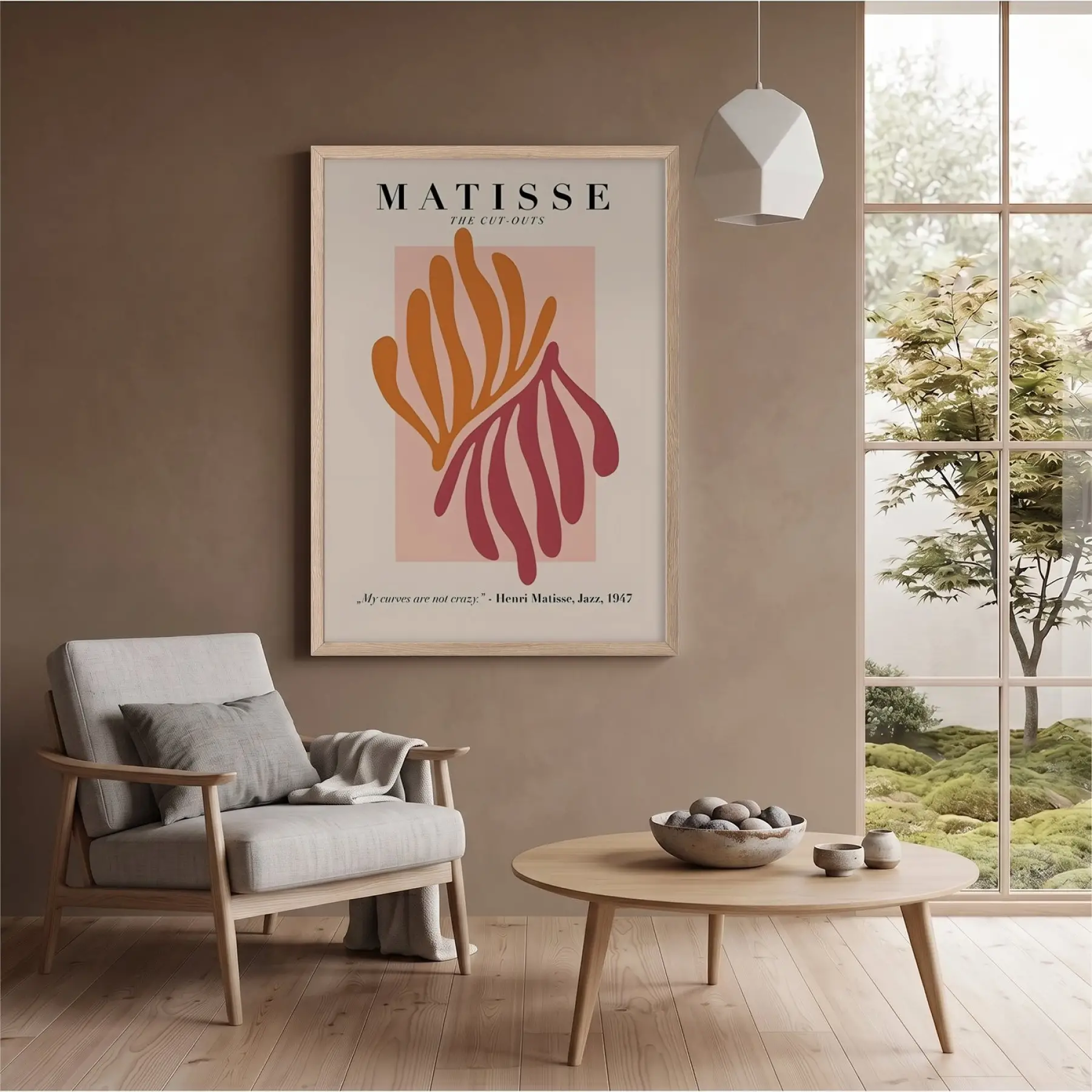 Matisse Organik Kesitler Doğal Ahşap Çerçeveli Tablo Dekoru Poster Obje Ev Aksesuarları Modern