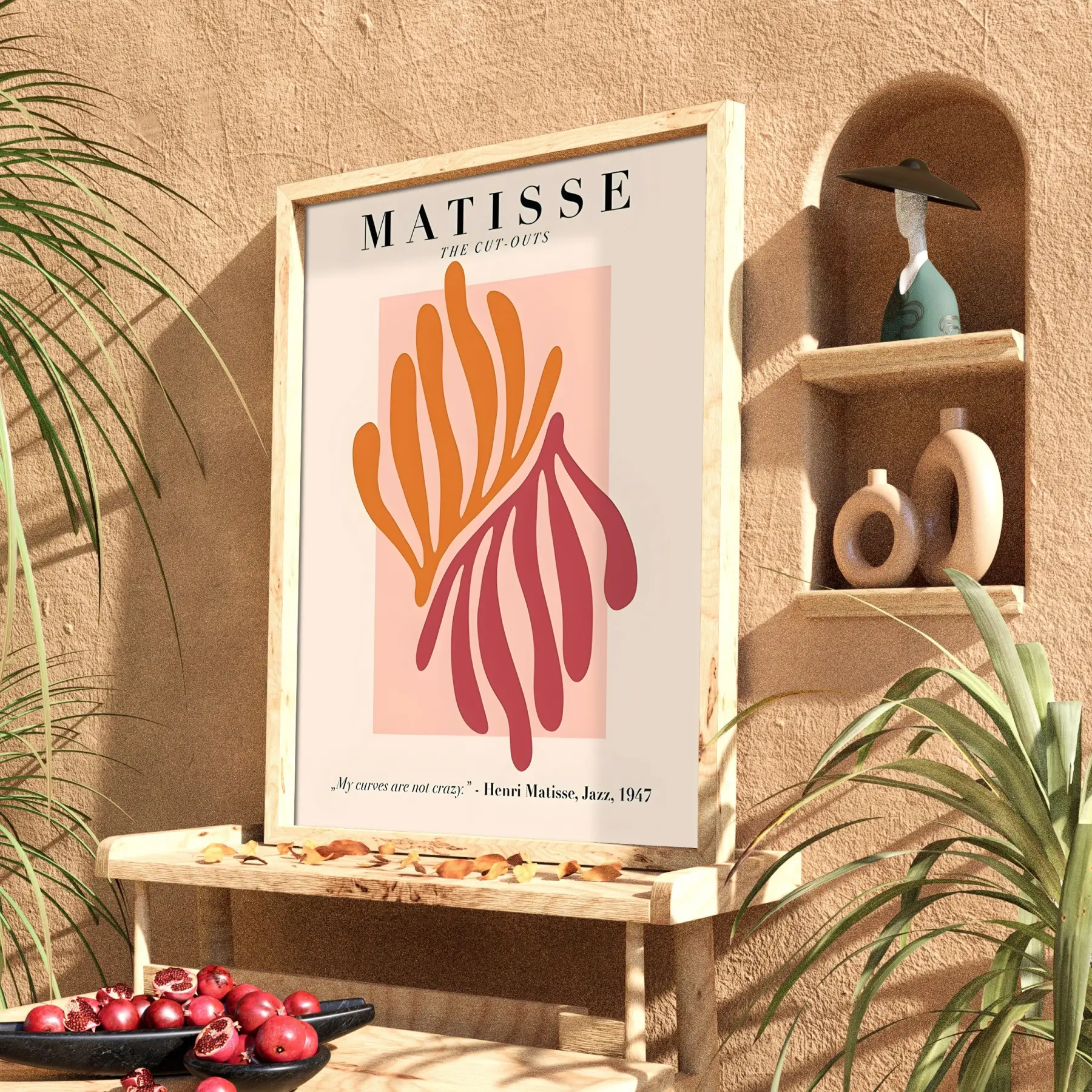 Matisse Organik Kesitler Doğal Ahşap Çerçeveli Tablo Dekoru Poster Obje Ev Aksesuarları Modern