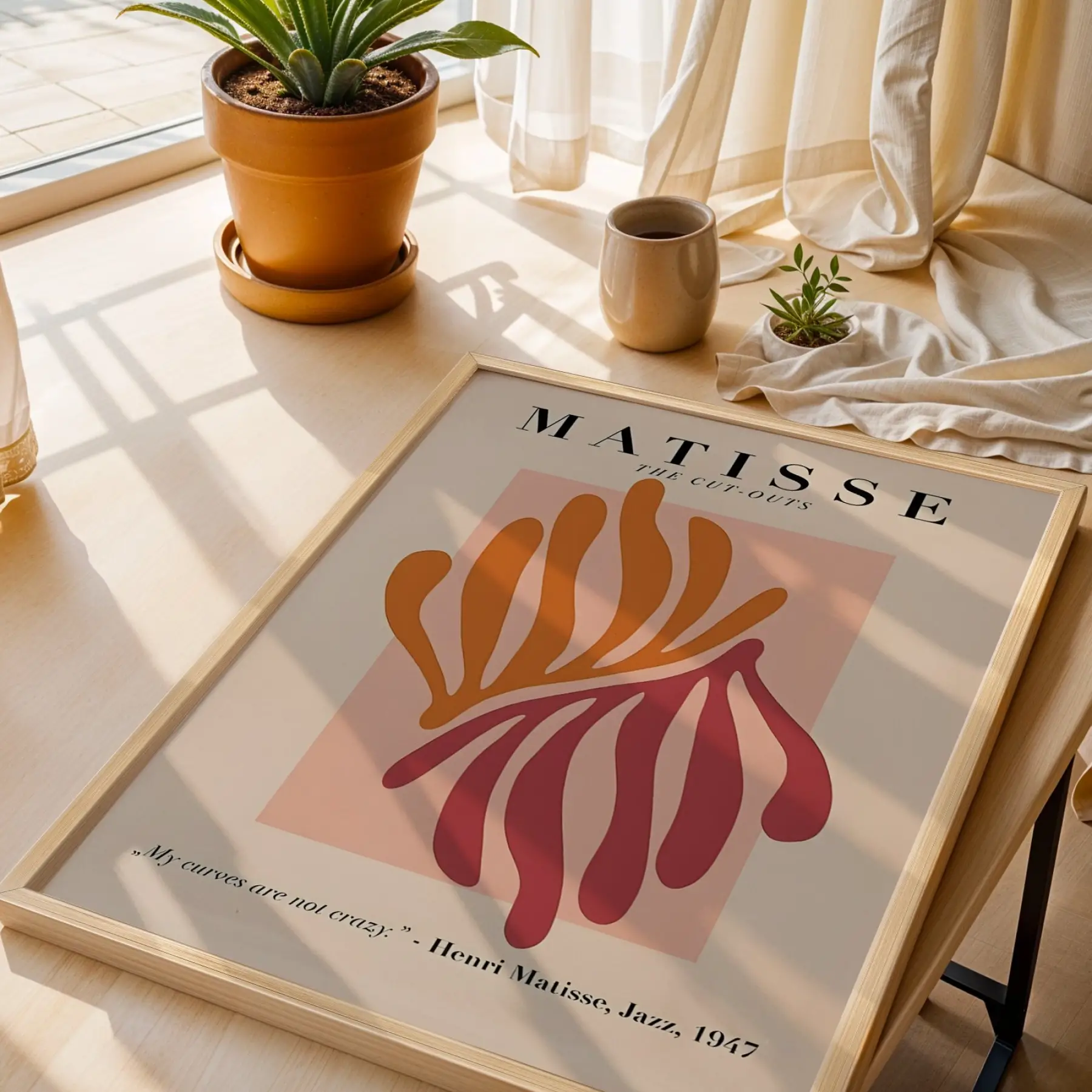 Matisse Organik Kesitler Doğal Ahşap Çerçeveli Tablo Dekoru Poster Obje Ev Aksesuarları Modern