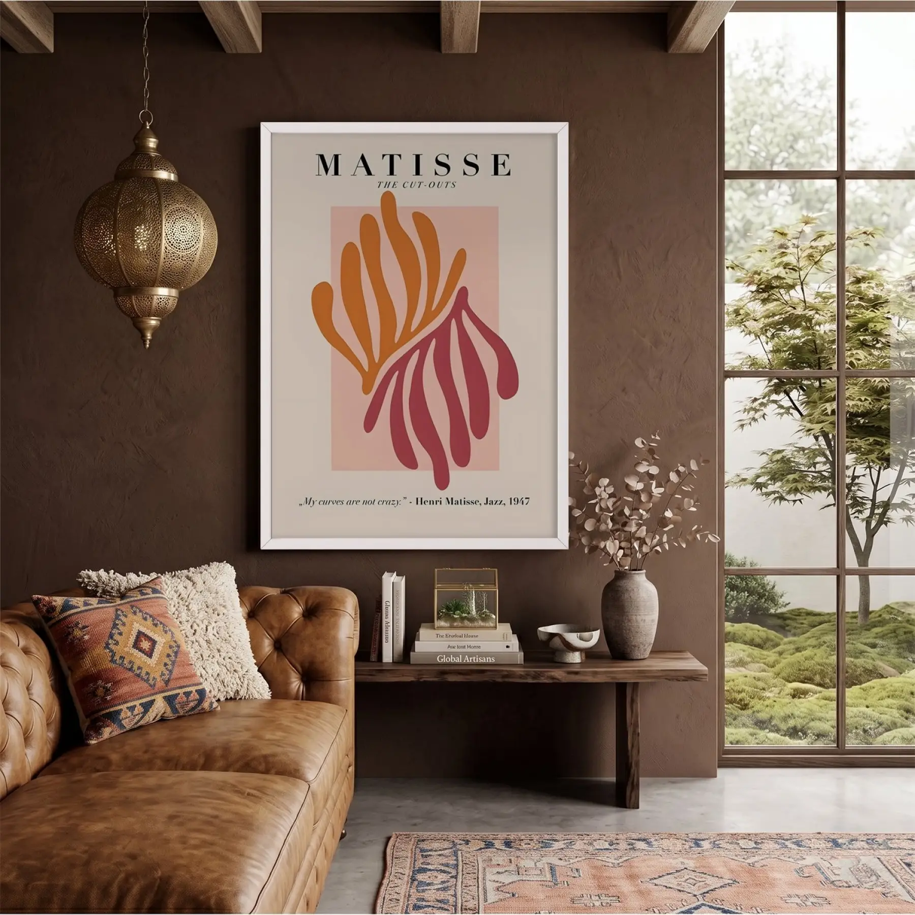 Matisse Organik Kesitler Beyaz Ahşap Çerçeveli Tablo Obje Ev Aksesuarları Modern Sanat İç