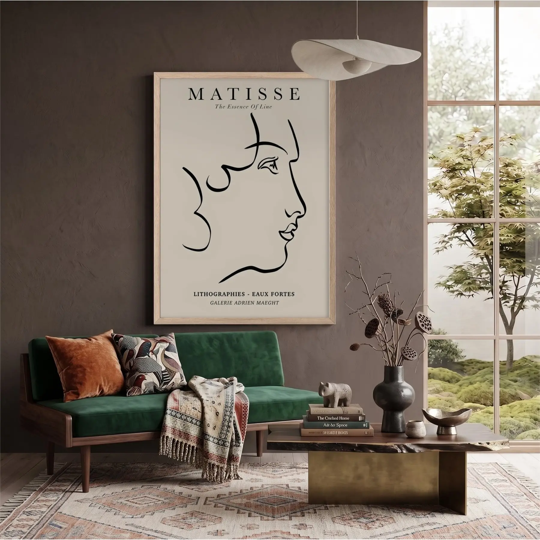 Minimalist Yüz Profili Doğal Ahşap Çerçeveli Tablo Ofis Kanvas Görünümlü Salon Oturma Odası