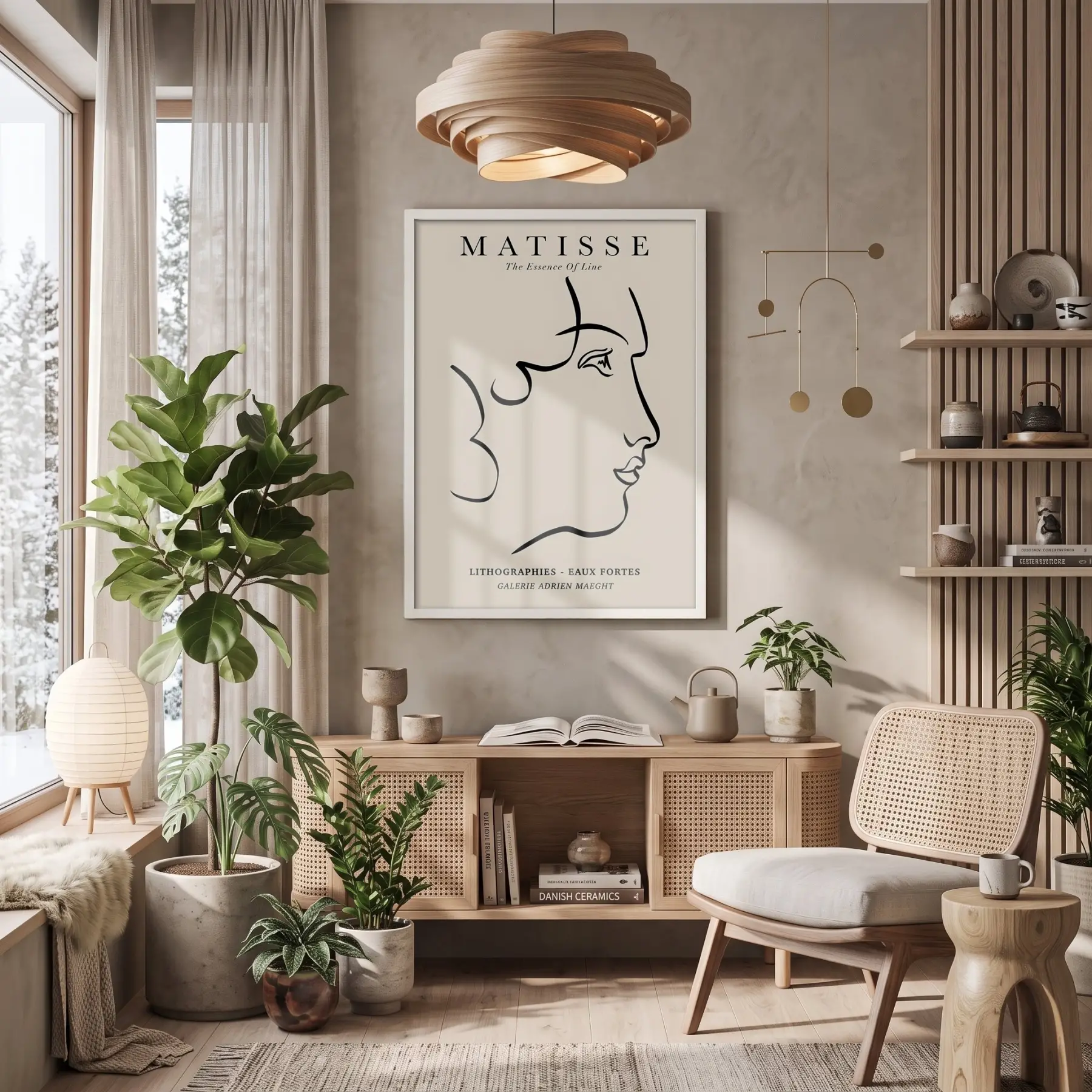 Minimalist Yüz Profili Beyaz Ahşap Çerçeveli Tablo Kanvas Görünümlü Salon Oturma Odası Duvar
