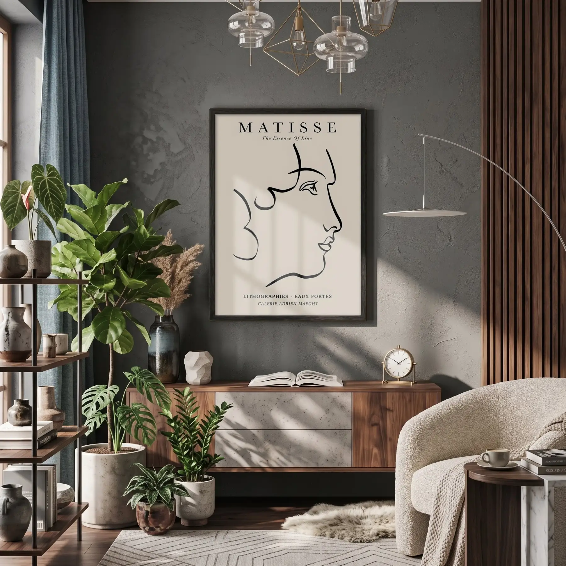 Minimalist Yüz Profili Siyah Ahşap Çerçeveli Tablo Dekoratif Obje Ev Aksesuarları Modern Sanat