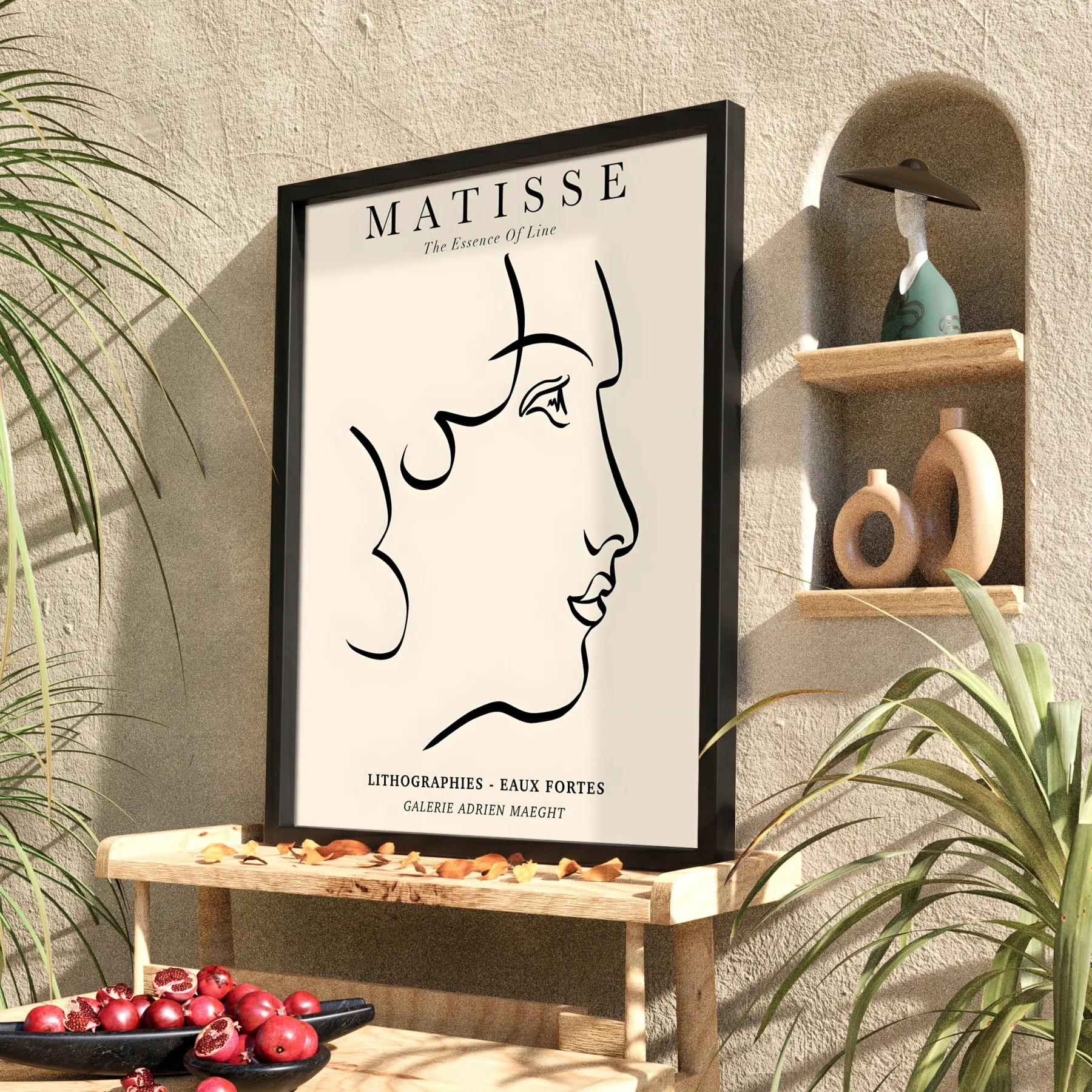 Minimalist Yüz Profili Siyah Ahşap Çerçeveli Tablo Dekoratif Obje Ev Aksesuarları Modern Sanat