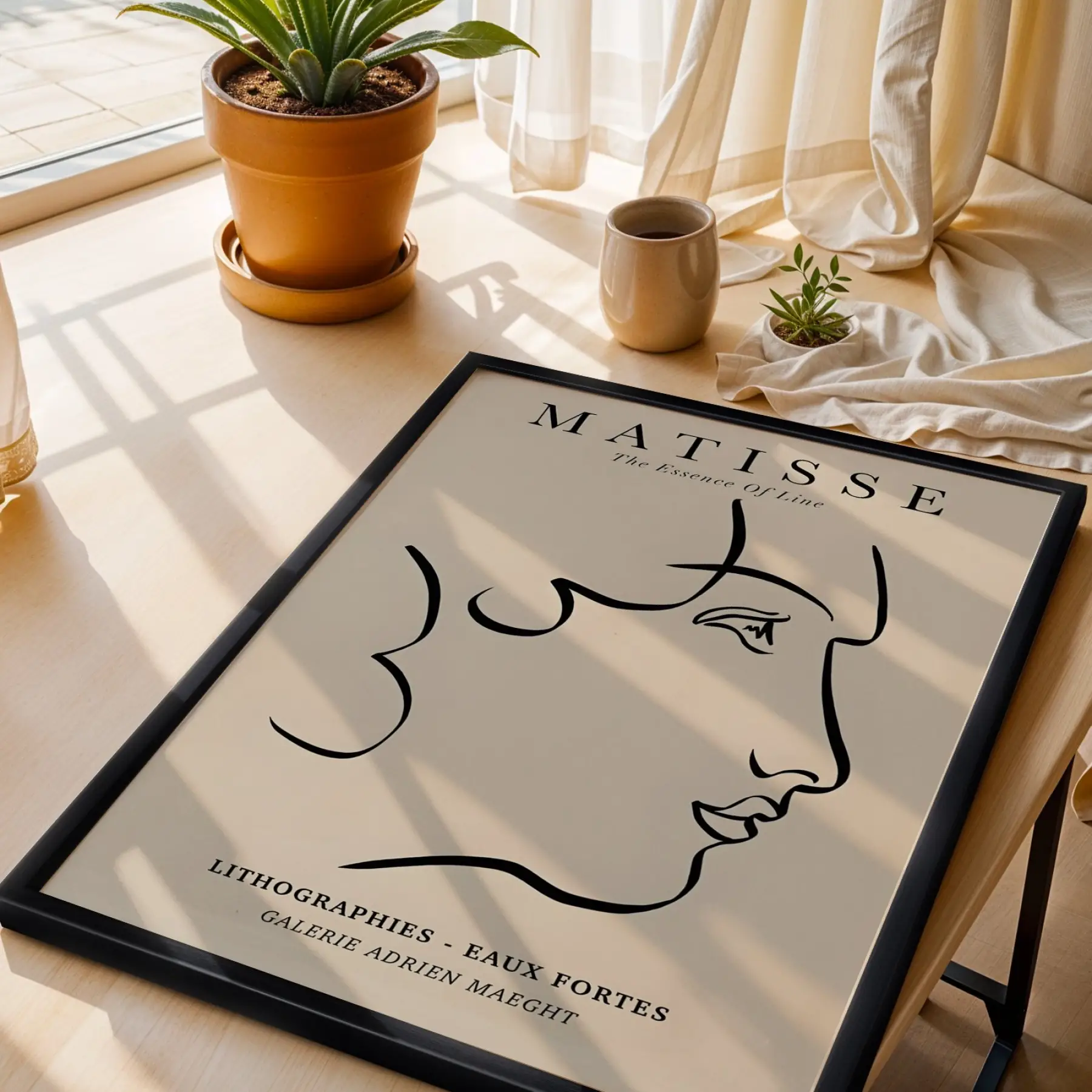 Minimalist Yüz Profili Siyah Ahşap Çerçeveli Tablo Dekoratif Obje Ev Aksesuarları Modern Sanat