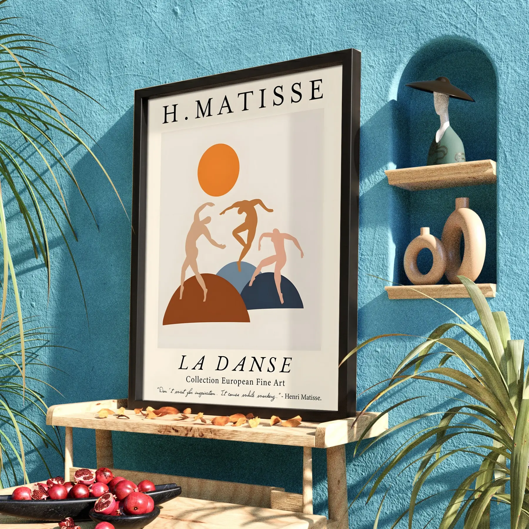 Matisse Dinamik Dans Kompozisyonu Siyah Ahşap Çerçeveli Tablo Poster Dekoratif Obje Ev Aksesuarları