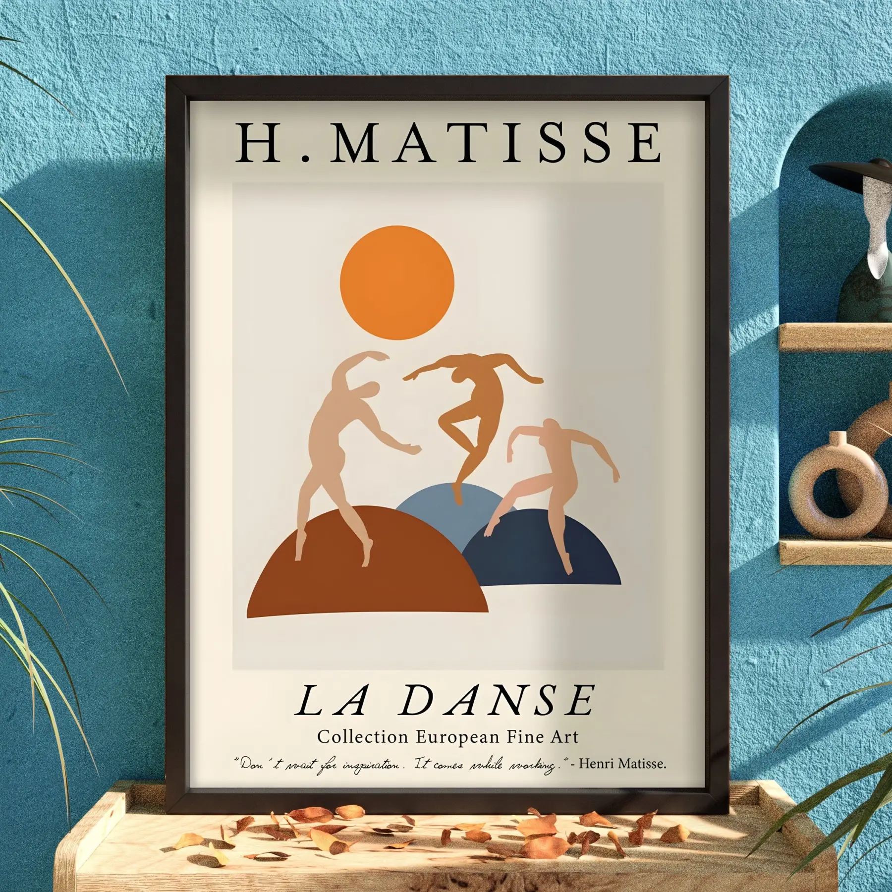 Matisse Dinamik Dans Kompozisyonu Siyah Ahşap Çerçeveli Tablo Poster Dekoratif Obje Ev Aksesuarları