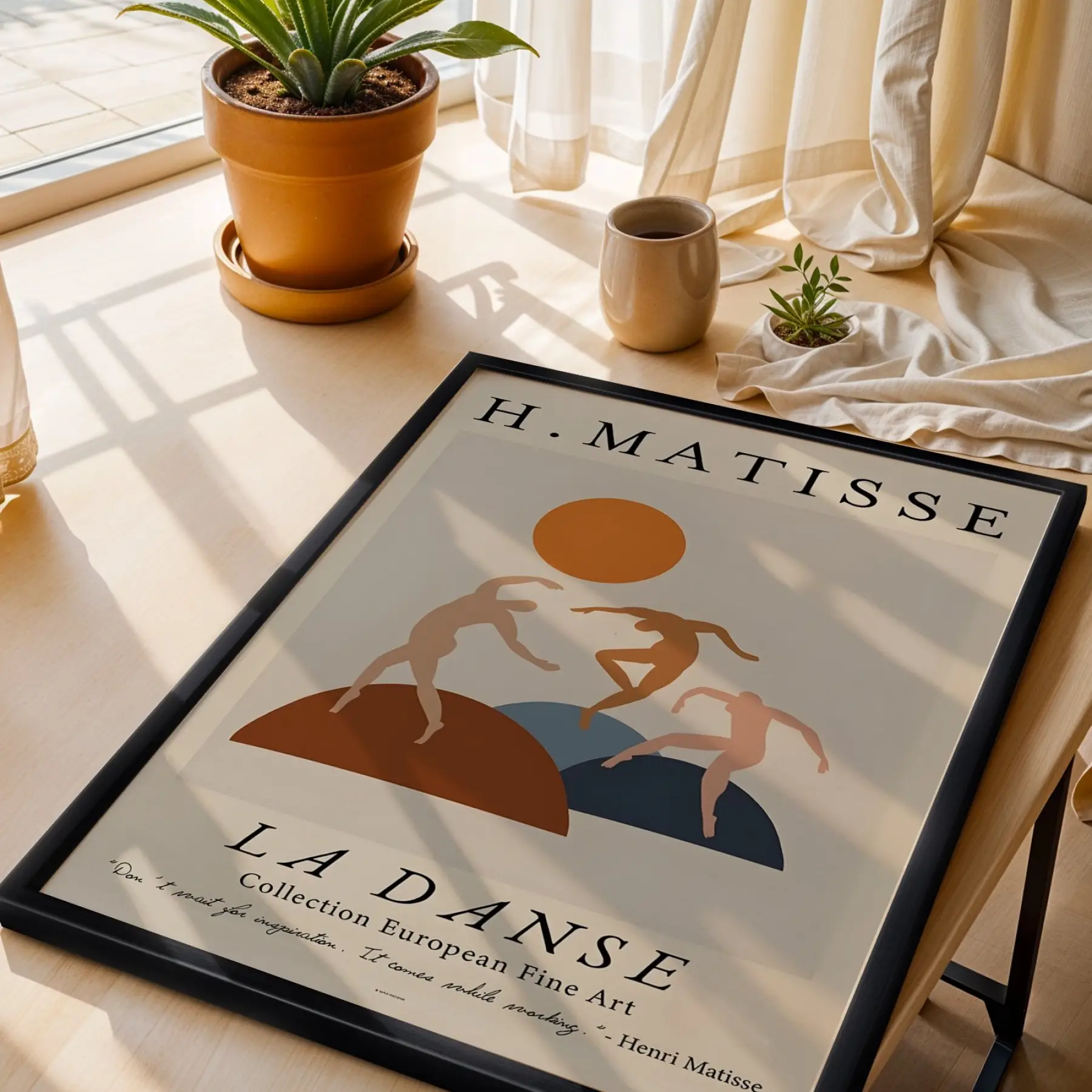 Matisse Dinamik Dans Kompozisyonu Siyah Ahşap Çerçeveli Tablo Poster Dekoratif Obje Ev Aksesuarları