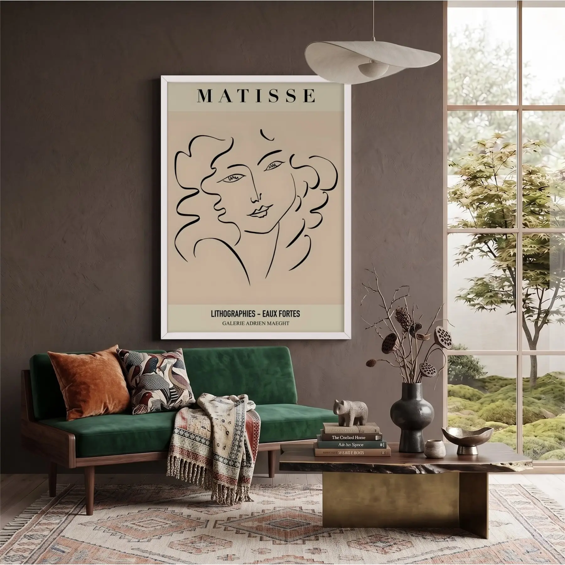 Matisse Soyut Yüzler Çizim Beyaz Ahşap Çerçeveli Tablo Duvar Dekoru Poster Obje Ev