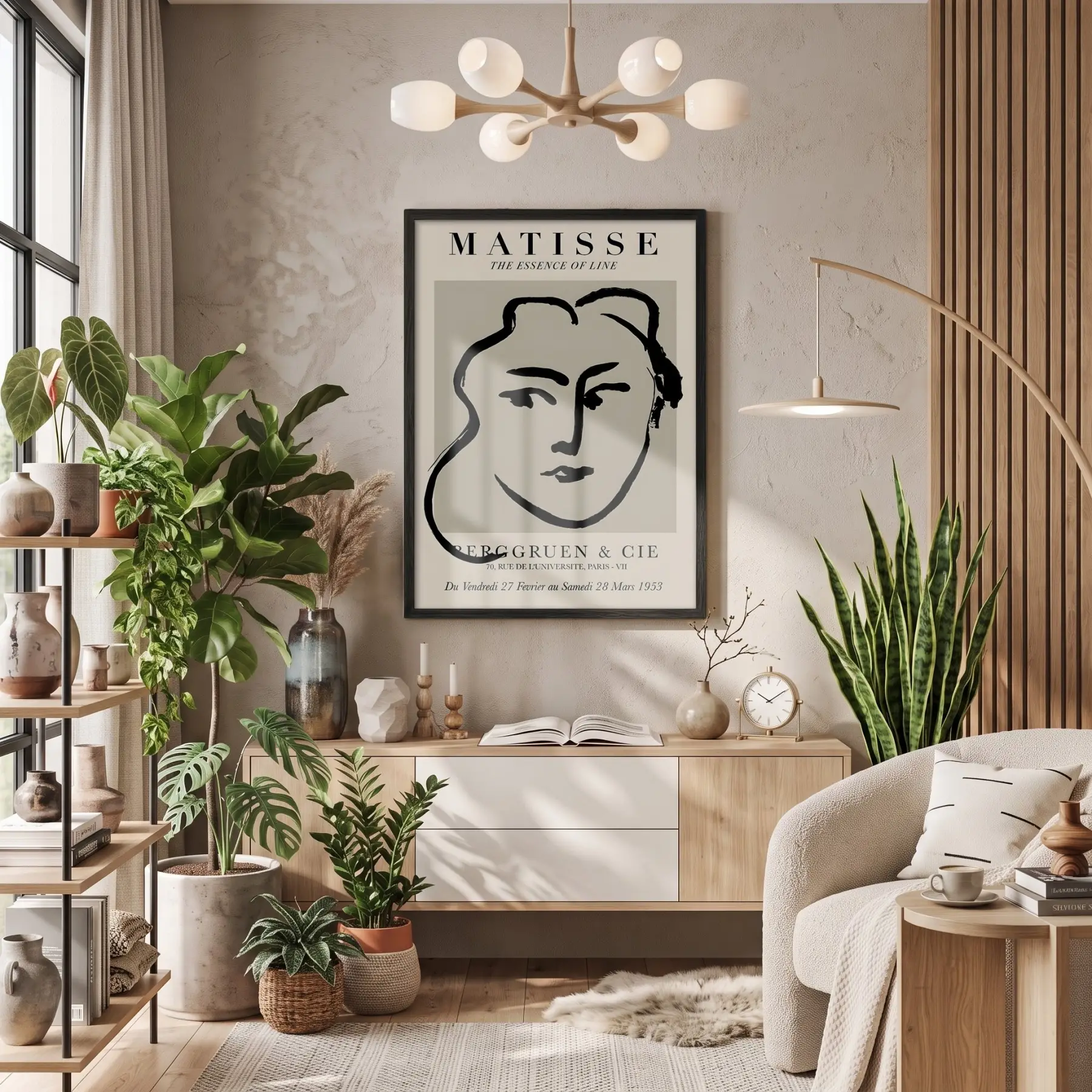 Matisse Çizgi Sanatı Siyah Ahşap Çerçeveli Tablo Ev Aksesuarları Modern Sanat İç Mekan