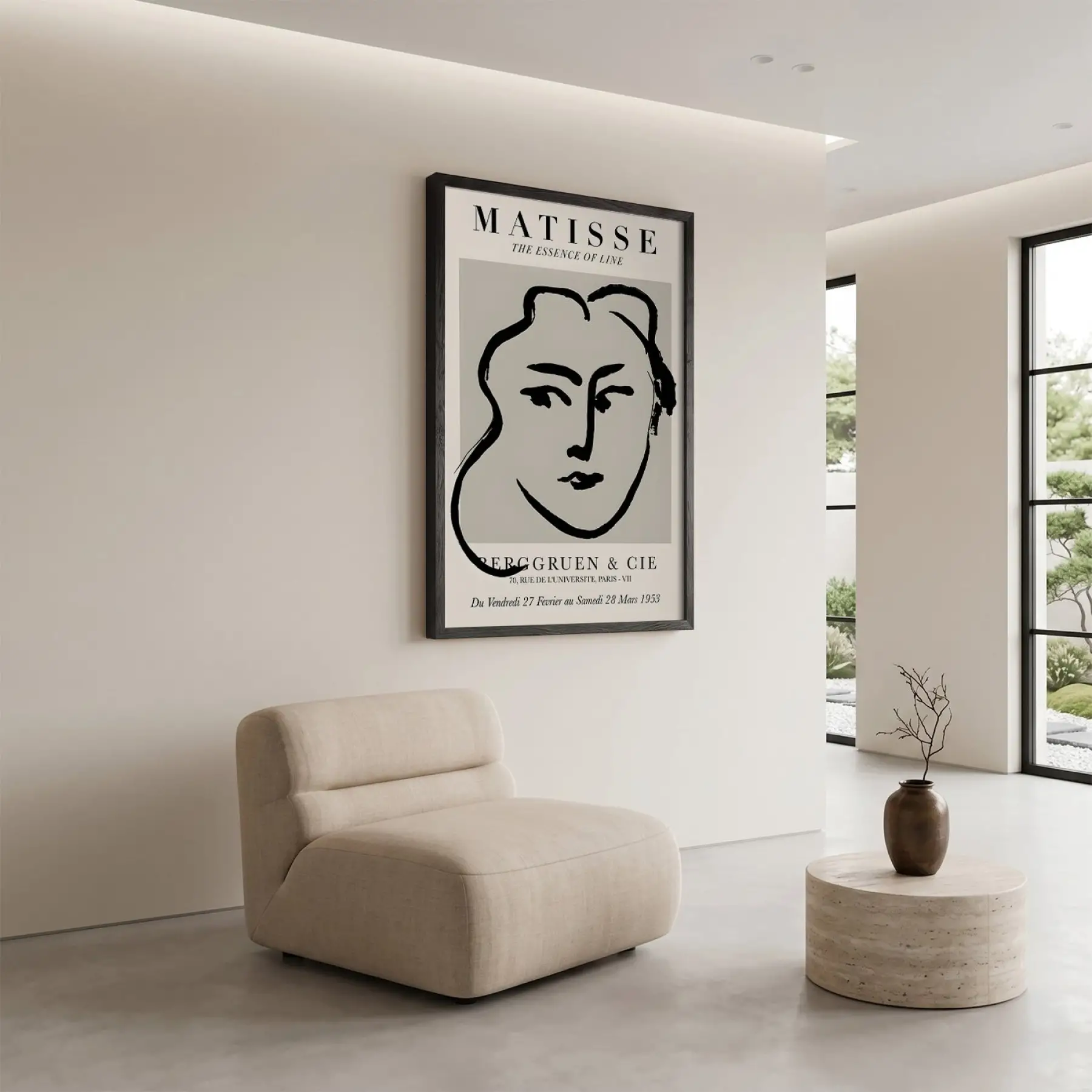 Matisse Çizgi Sanatı Siyah Ahşap Çerçeveli Tablo Ev Aksesuarları Modern Sanat İç Mekan
