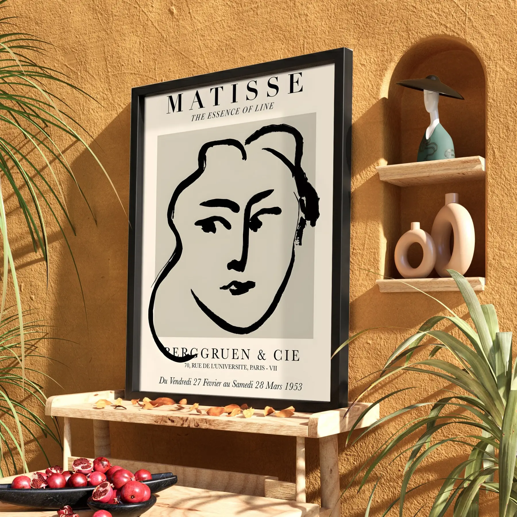 Matisse Çizgi Sanatı Siyah Ahşap Çerçeveli Tablo Ev Aksesuarları Modern Sanat İç Mekan