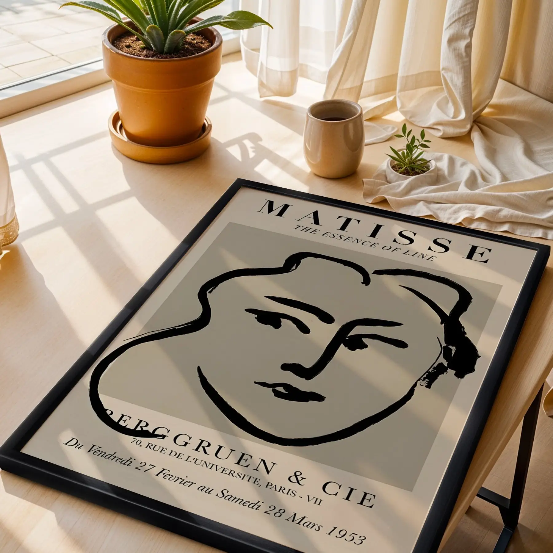 Matisse Çizgi Sanatı Siyah Ahşap Çerçeveli Tablo Ev Aksesuarları Modern Sanat İç Mekan