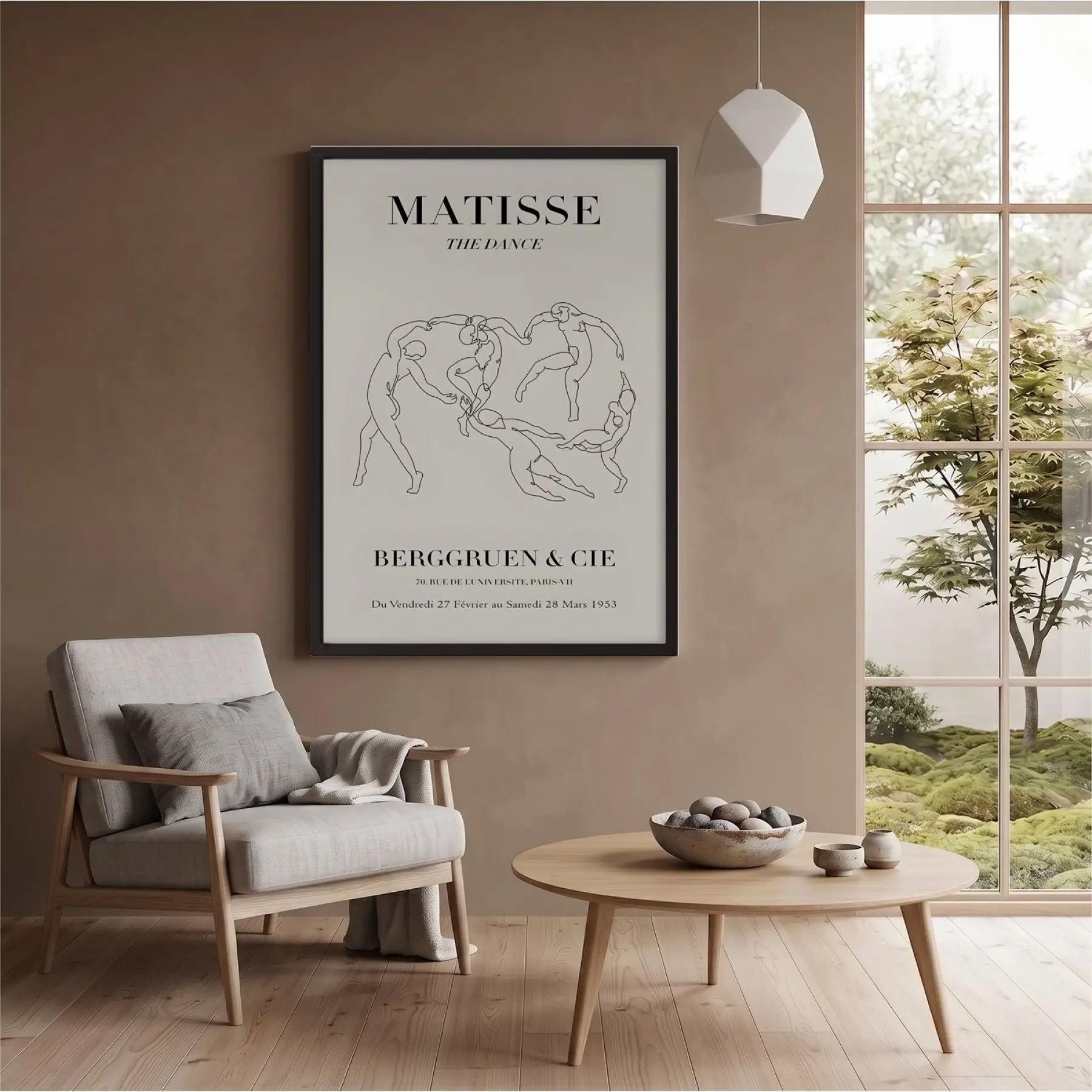 Matisse Dans Çizgi Sanatı Siyah Ahşap Çerçeveli Tablo Ev Aksesuarları Modern Sanat İç