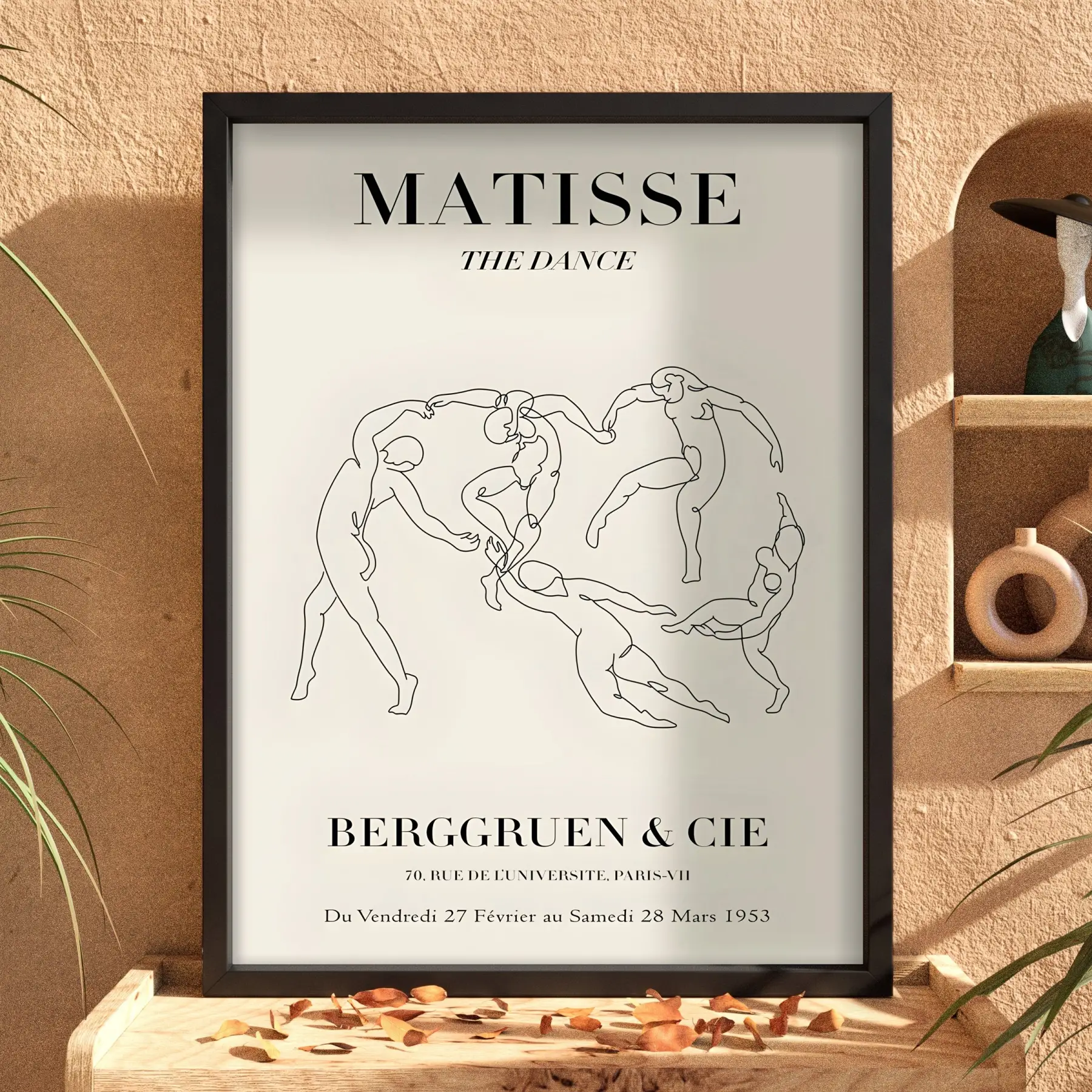 Matisse Dans Çizgi Sanatı Siyah Ahşap Çerçeveli Tablo Ev Aksesuarları Modern Sanat İç