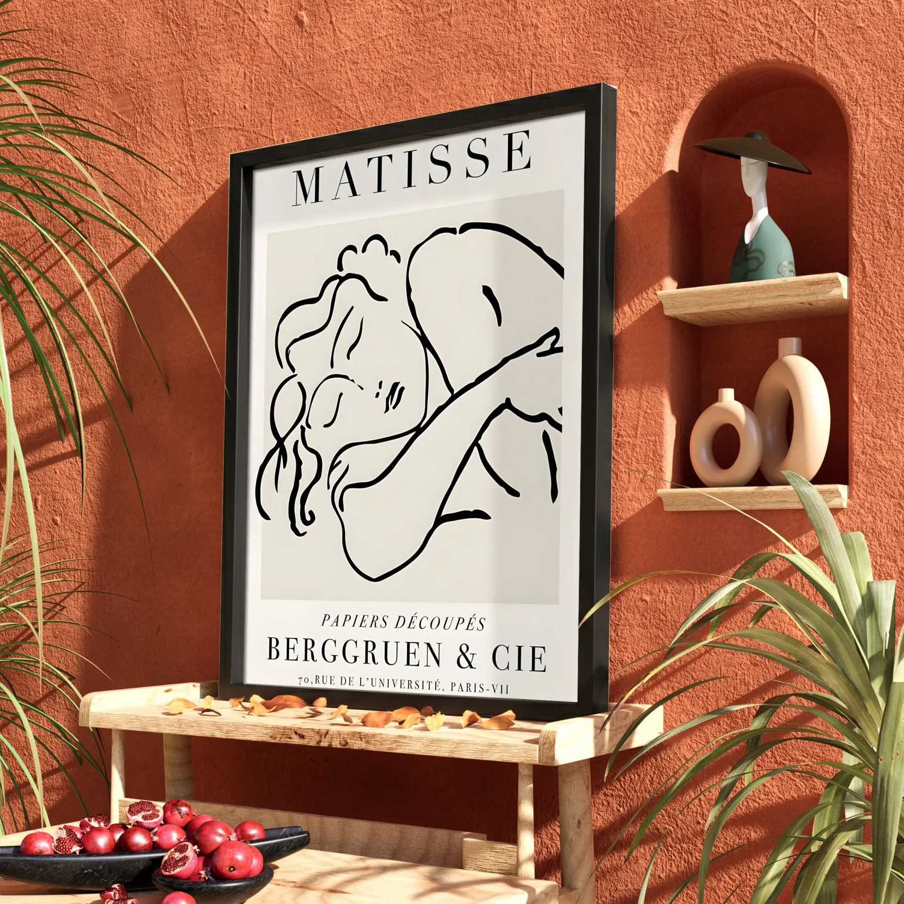 Minimalist Matisse Figür Çizimi Siyah Ahşap Çerçeveli Tablo Aksesuarları Modern Sanat İç Mekan