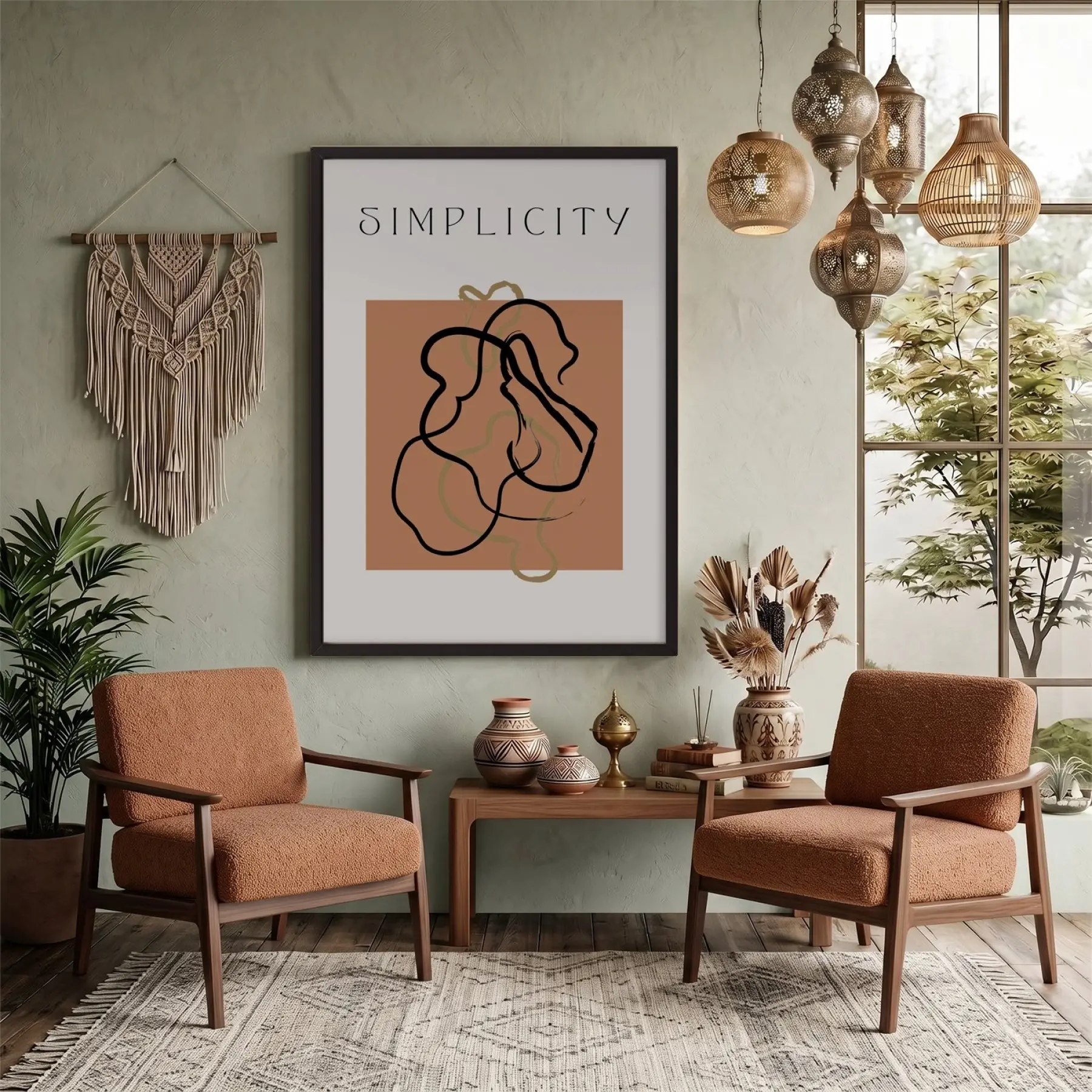 Akışkan Toprak Tonları Siyah Ahşap Çerçeveli Tablo Dekoratif Obje Ev Aksesuarları Modern Sanat
