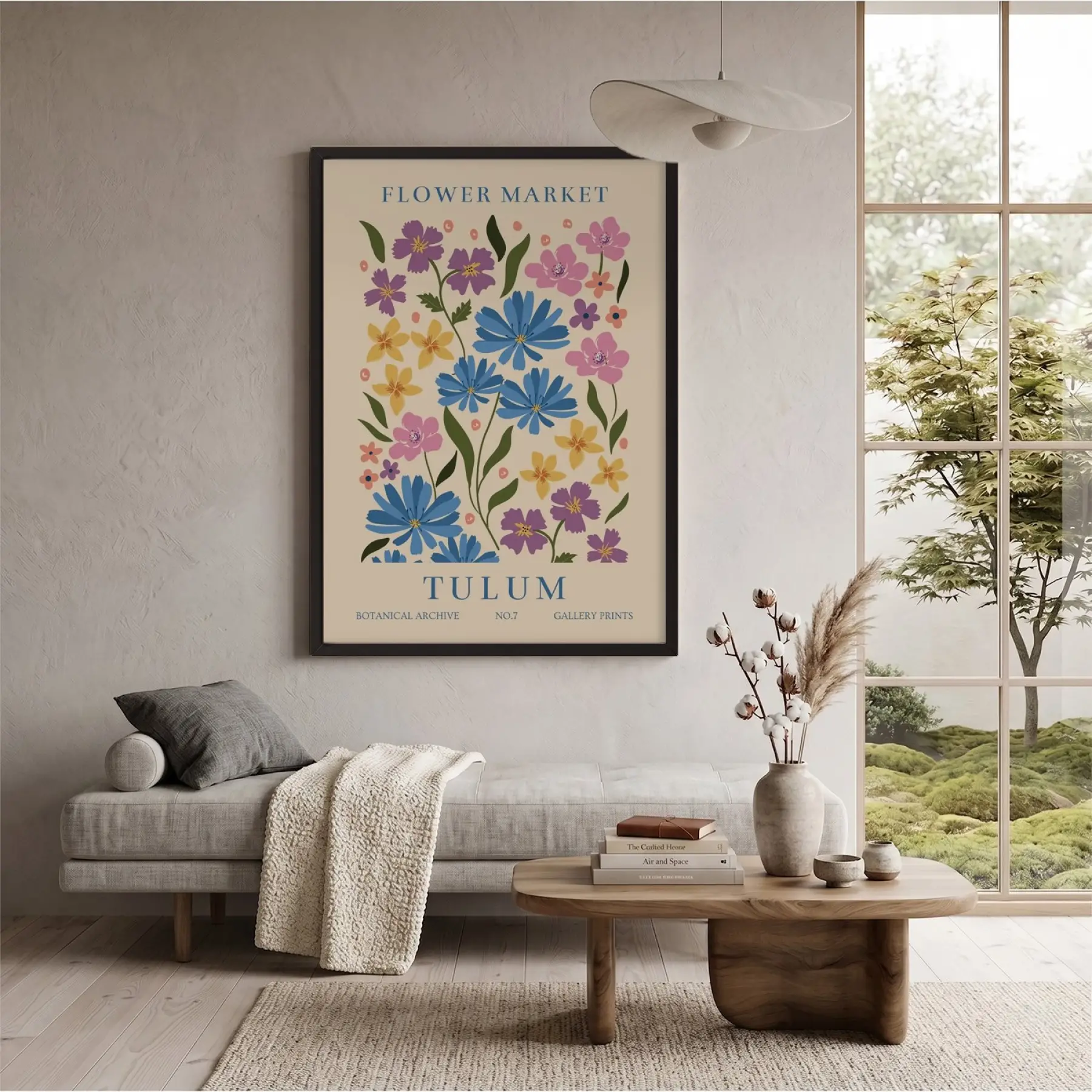 Tulum Çiçek Pazarı Siyah Ahşap Çerçeveli Tablo Bohem Dekorasyonu Poster Obje Ev Aksesuarları