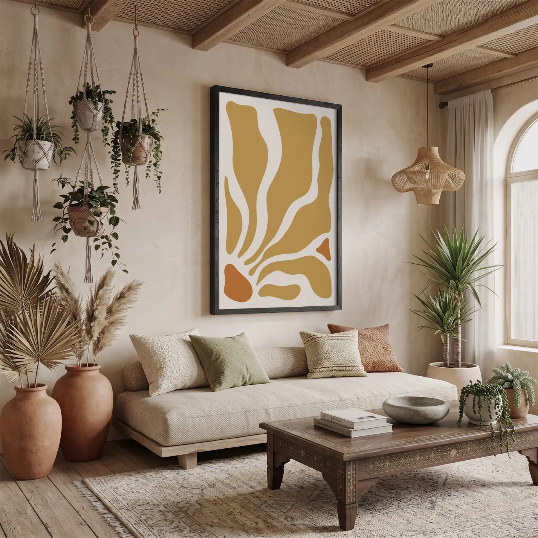 Günışığı Akıcı Desenler Siyah Ahşap Çerçeveli Tablo Dekoratif Obje Ev Aksesuarları Modern Sanat