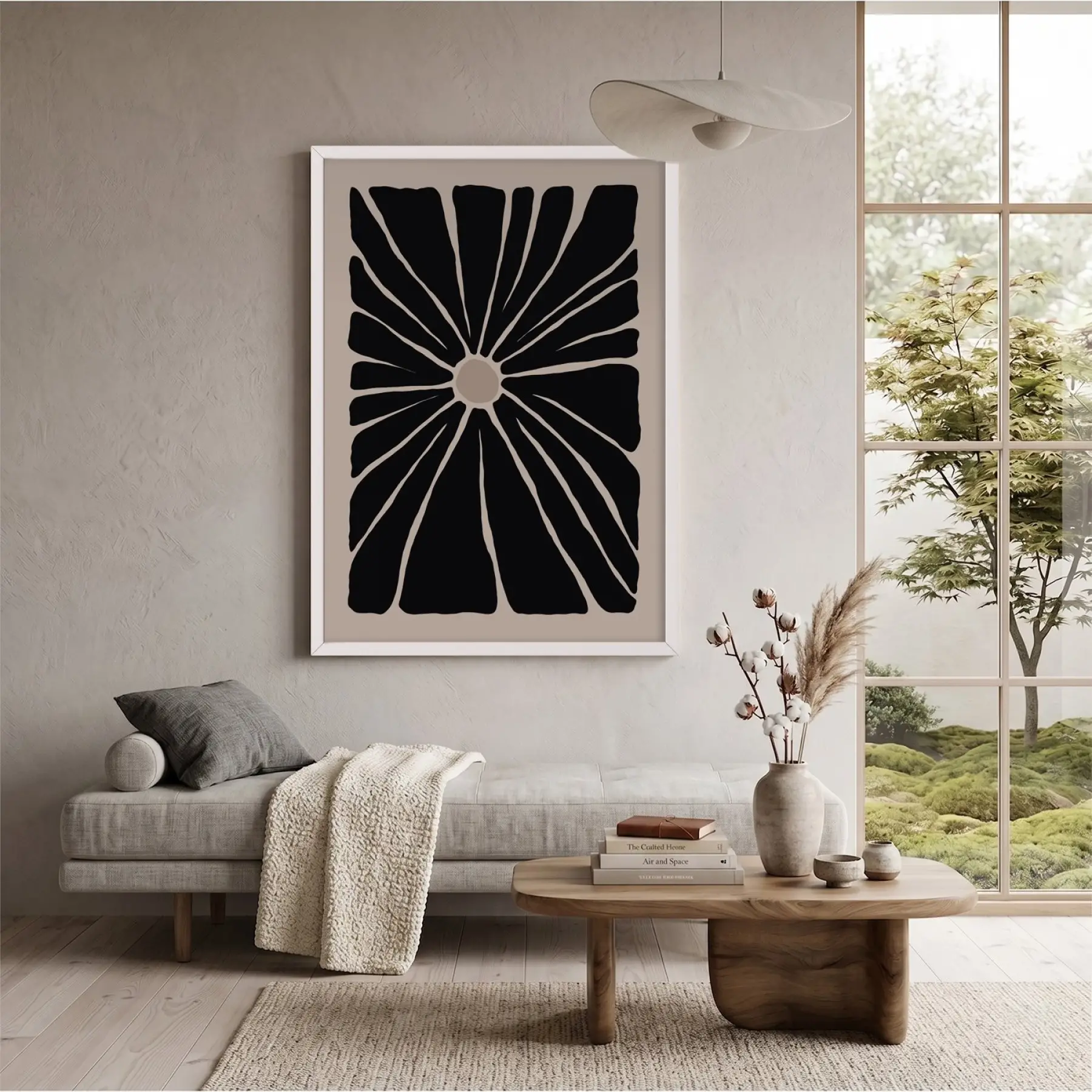 Soyut Siyah Petal Beyaz Ahşap Çerçeveli Tablo Dekorasyonu Poster Obje Ev Aksesuarları Modern