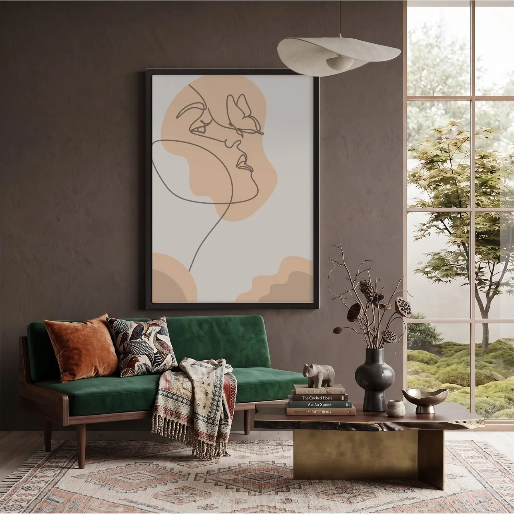 Kelebekli Çizgi Yüz Soyut Siyah Ahşap Çerçeveli Tablo Dekoru Poster Obje Ev Aksesuarları