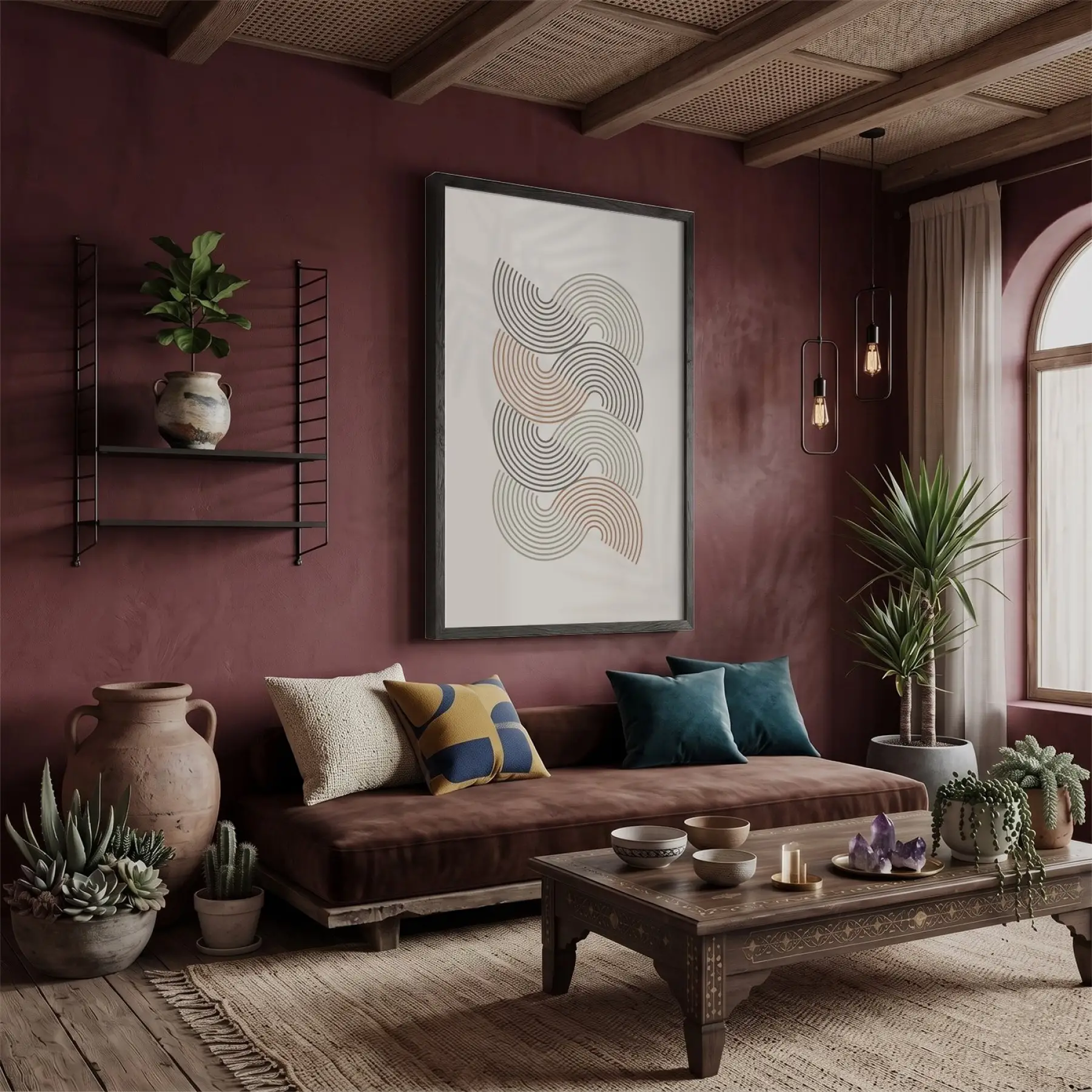 Organik Dalgalı Pastel Tablo Siyah Ahşap Çerçeveli Dekorasyonu Poster Obje Ev Aksesuarları Modern