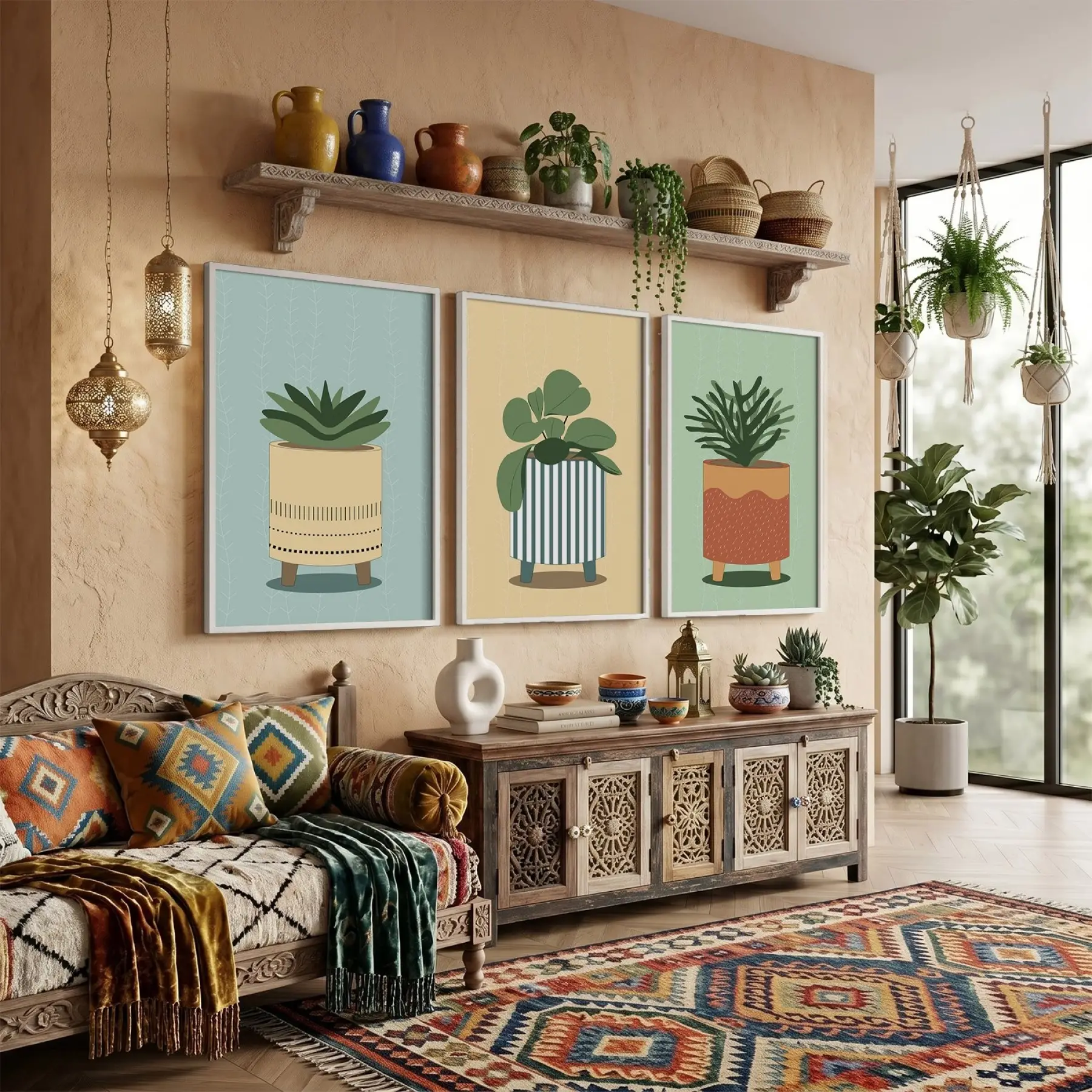 Minimalist Bitki Sanatı Seti 3lü Beyaz Çerçeveli Tablo Seti Tablo Çerçeve Salon Duvar Tablo Dekor
