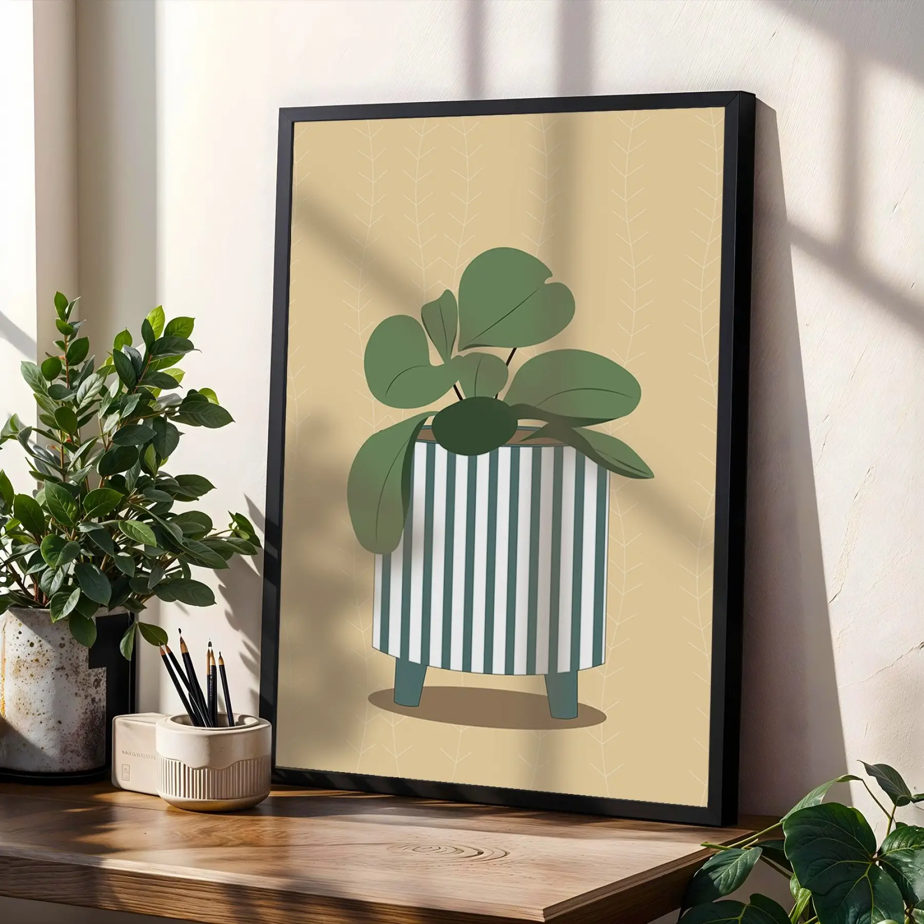 Minimalist Bitki Sanatı Seti 3lü Siyah Çerçeveli Tablo Seti Tablo Çerçeve Duvar Dekoru Ev