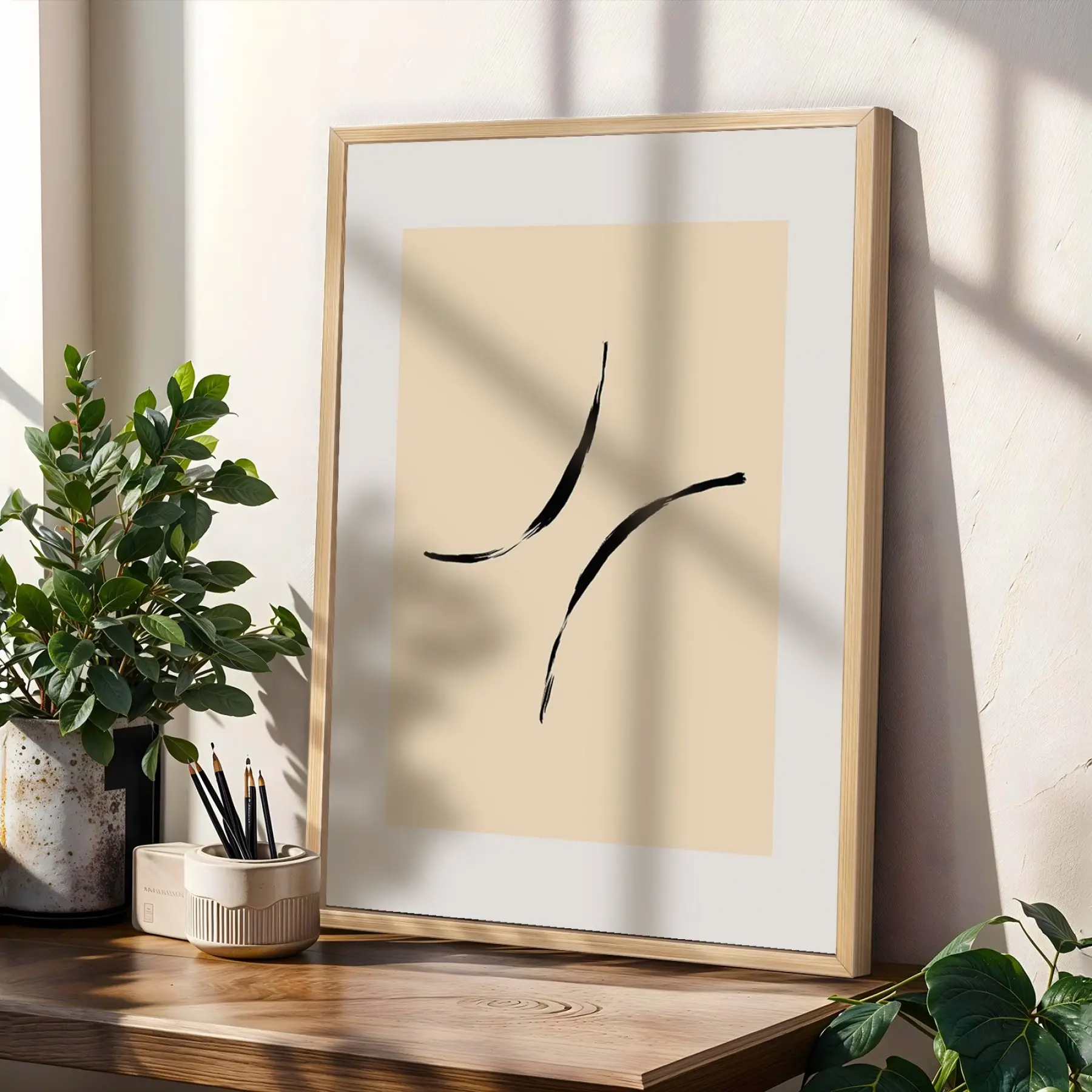 Akışkan Soyut Çizgiler Üçlü 3lü Ahşap Çerçeveli Tablo Seti Poster Tablo Duvar Tablo Ev Dekorasyonu