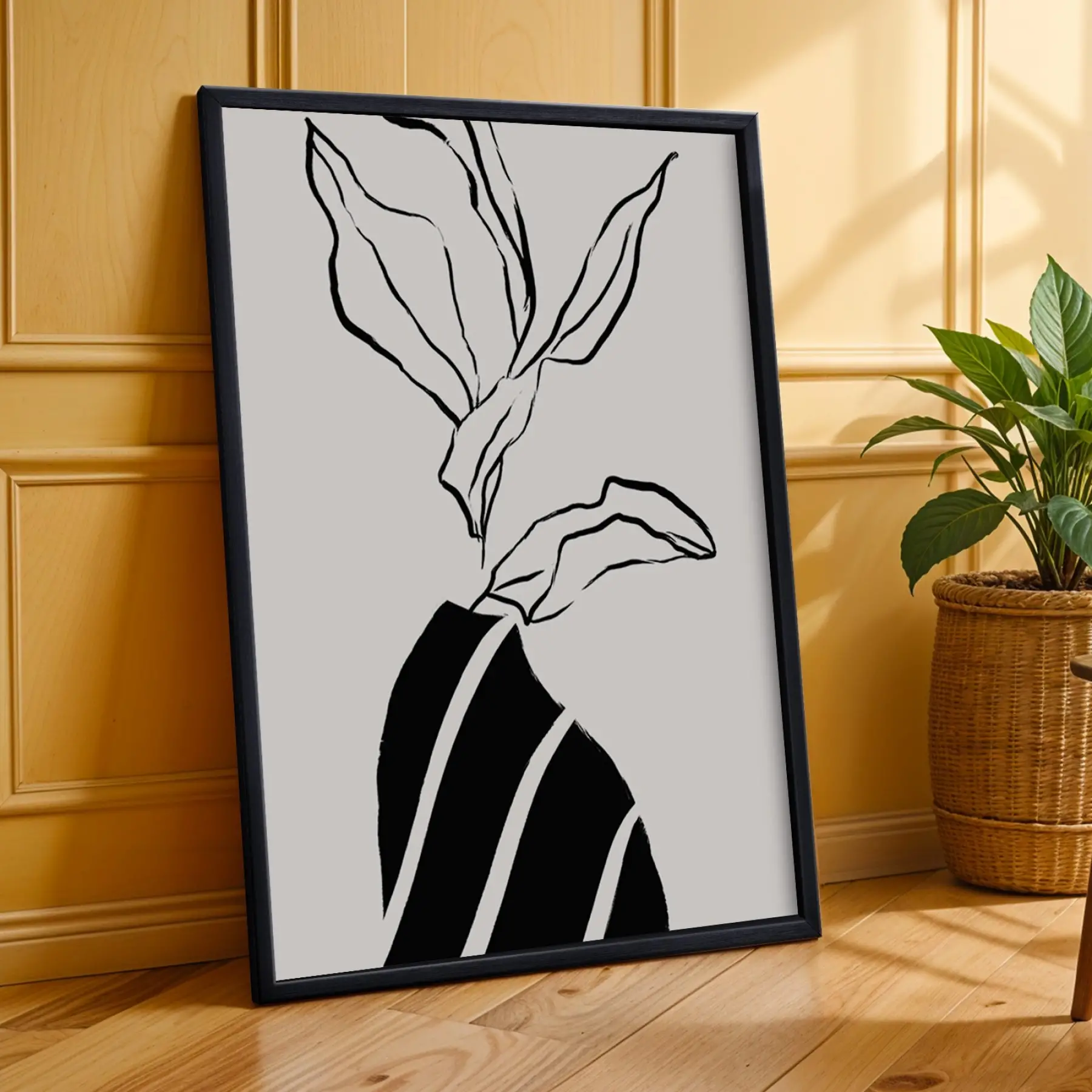 Minimalist Siyah Beyaz Formlar 3lü Siyah Çerçeveli Tablo Seti Tablo Çerçeve Salon Duvar Tablo Dekor