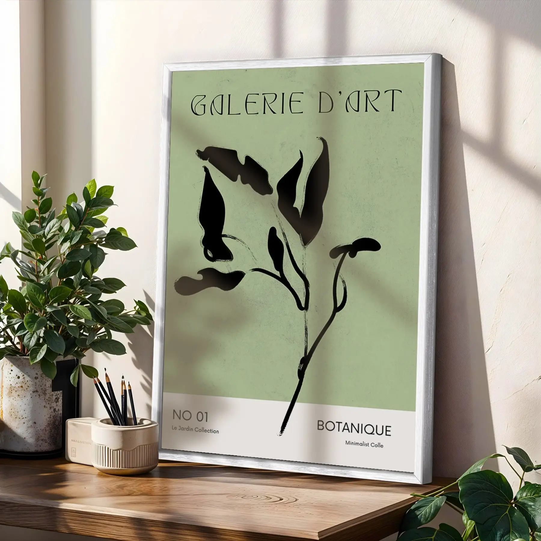 Minimalist Botanik Çizimler 3lü Beyaz Çerçeveli Tablo Seti Bohem Tablo Poster Tablo Resim Çerçevesi