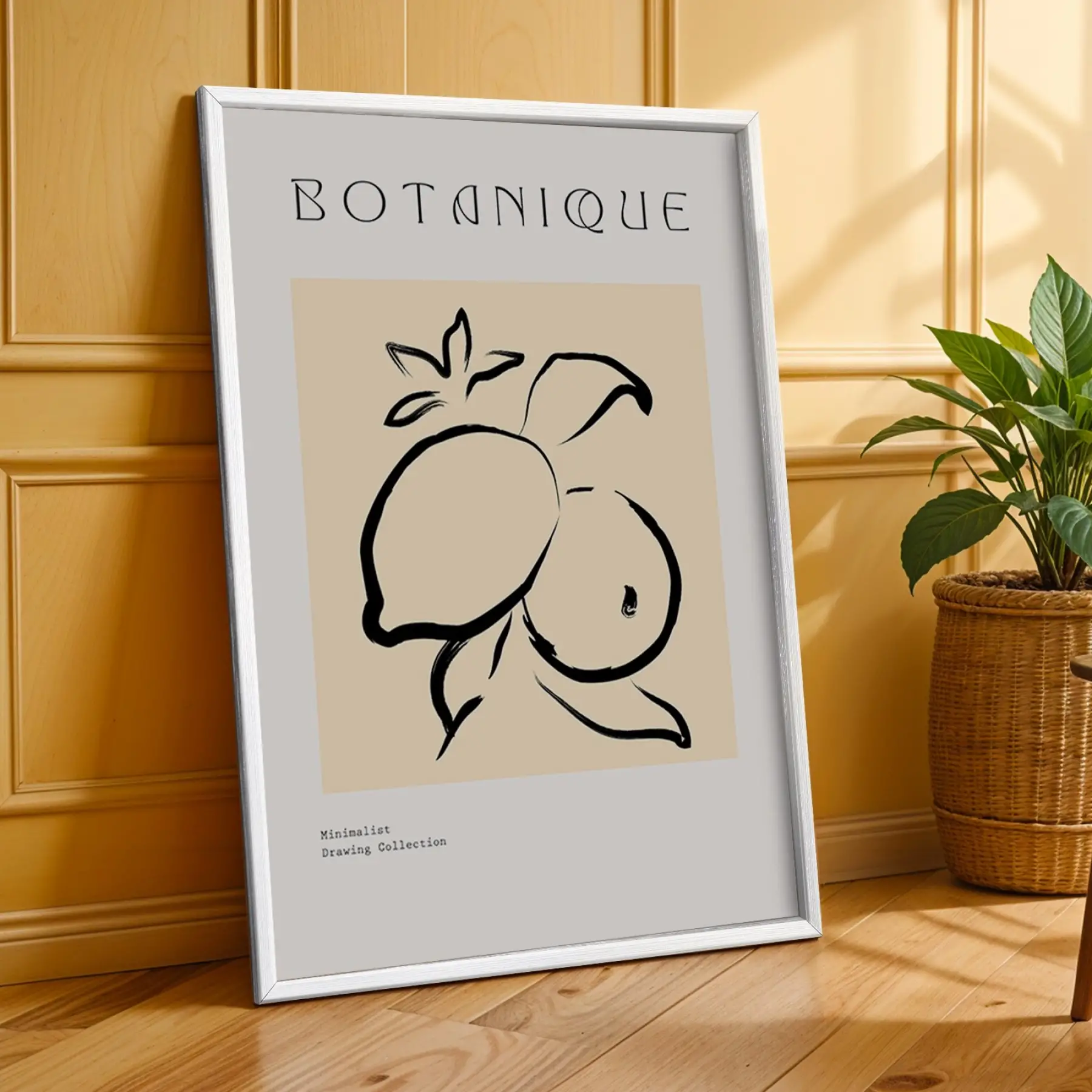Minimalist Botanik Çizgiler 3lü Beyaz Çerçeveli Tablo Seti Bohem Tablo Poster Tablo Duvar Tablo Ev