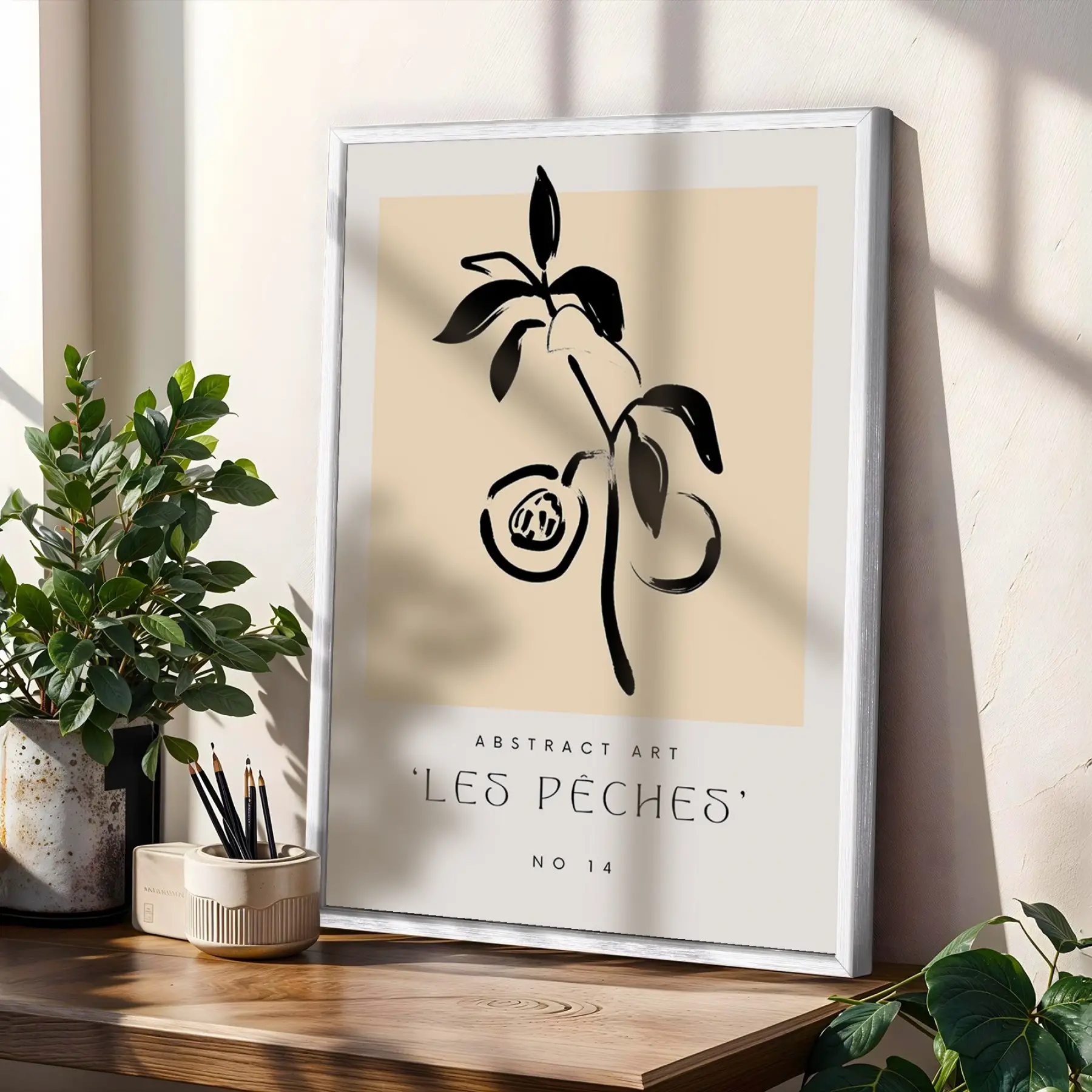 Minimalist Botanik Çizgiler 3lü Beyaz Çerçeveli Tablo Seti Bohem Tablo Poster Tablo Duvar Tablo Ev