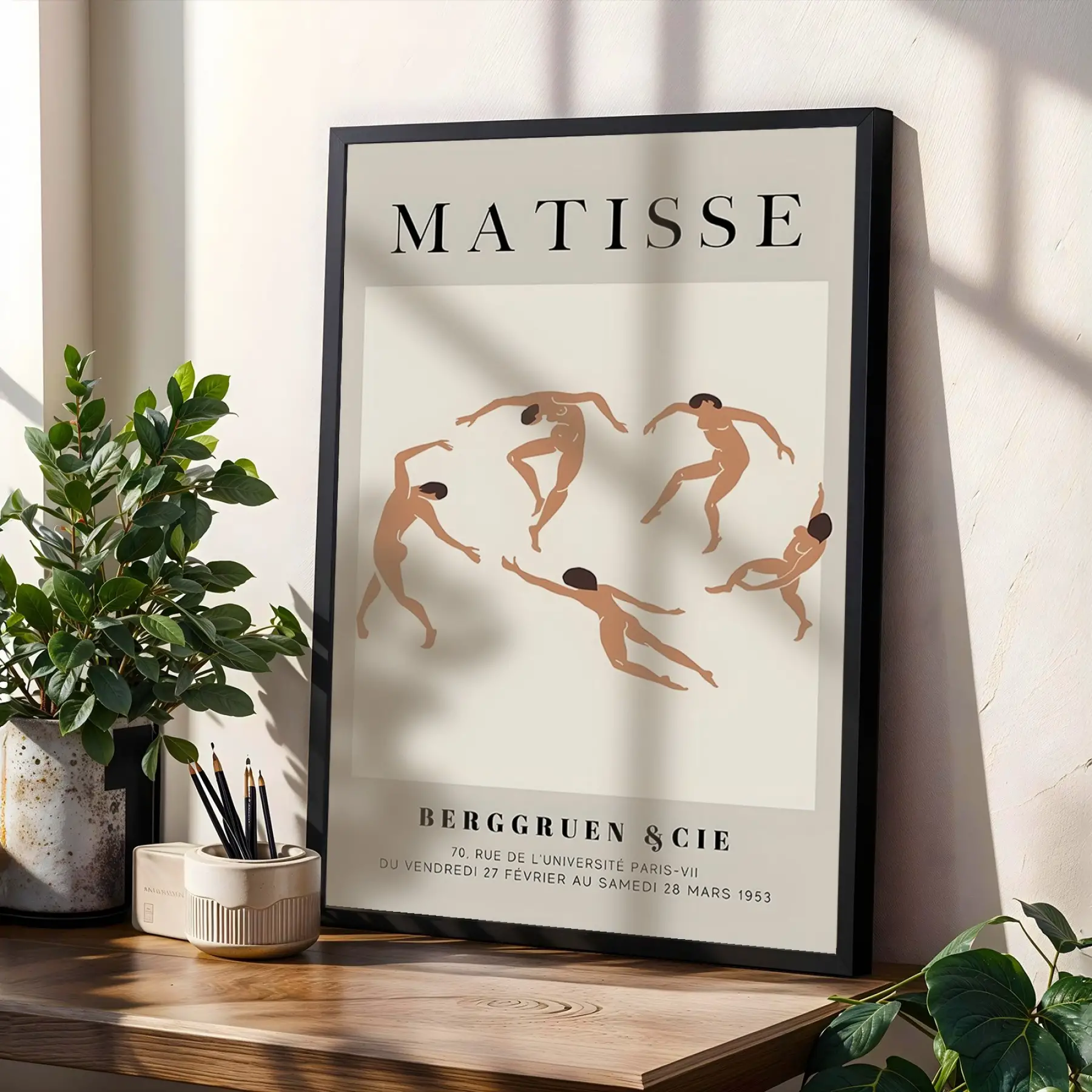 Matisse Dansı ve Doğal Formlar 3lü Siyah Çerçeveli Tablo Seti Tablo Çerçeve Salon Duvar Tablo Dekor