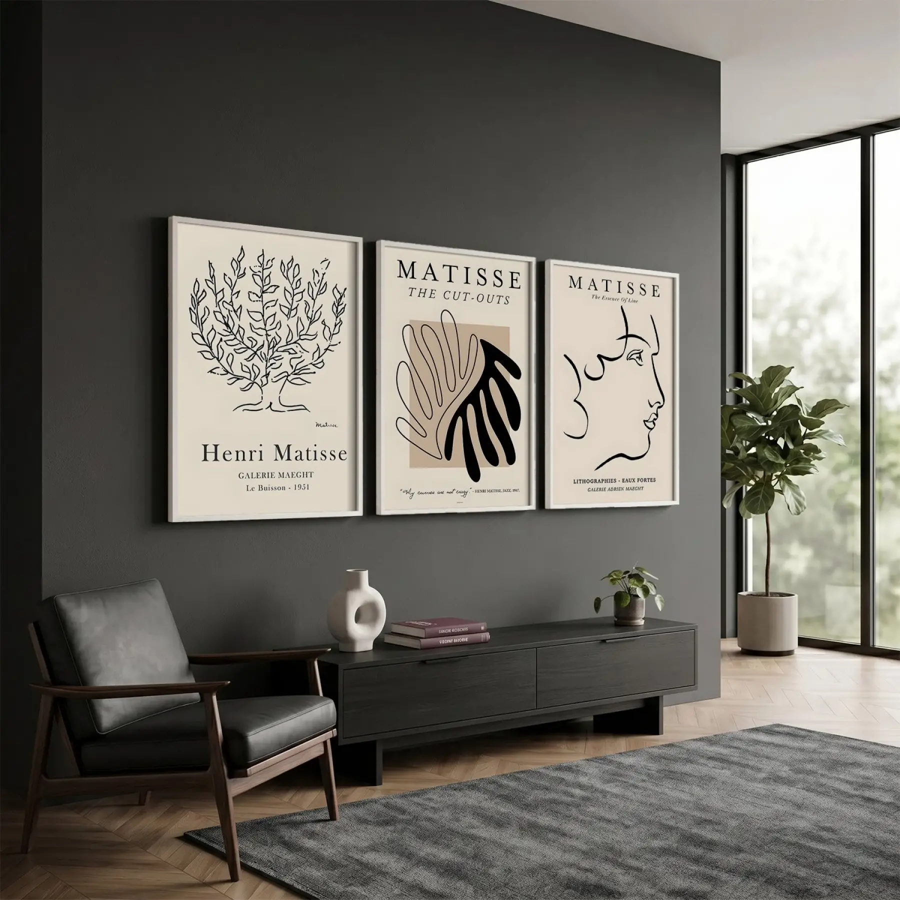 Soyut Çizgiler Bej Sanat Seti 3lü Beyaz Çerçeveli Tablo Seti Salon Duvar Tablo Poster Tablo