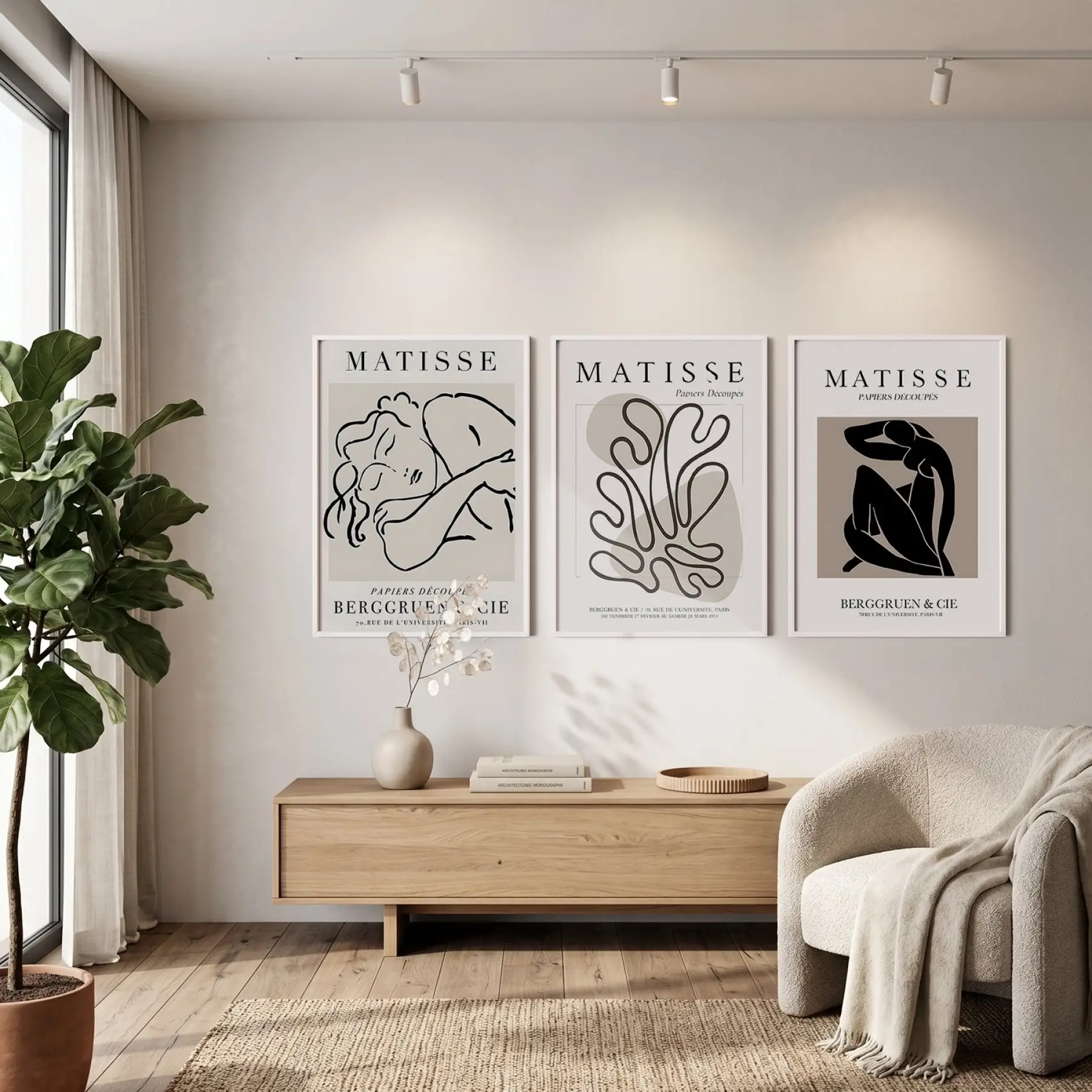 Modern Soyut Silüetler 3lü Beyaz Çerçeveli Tablo Seti Resim Çerçevesi Tablo Salon Aksesuarları