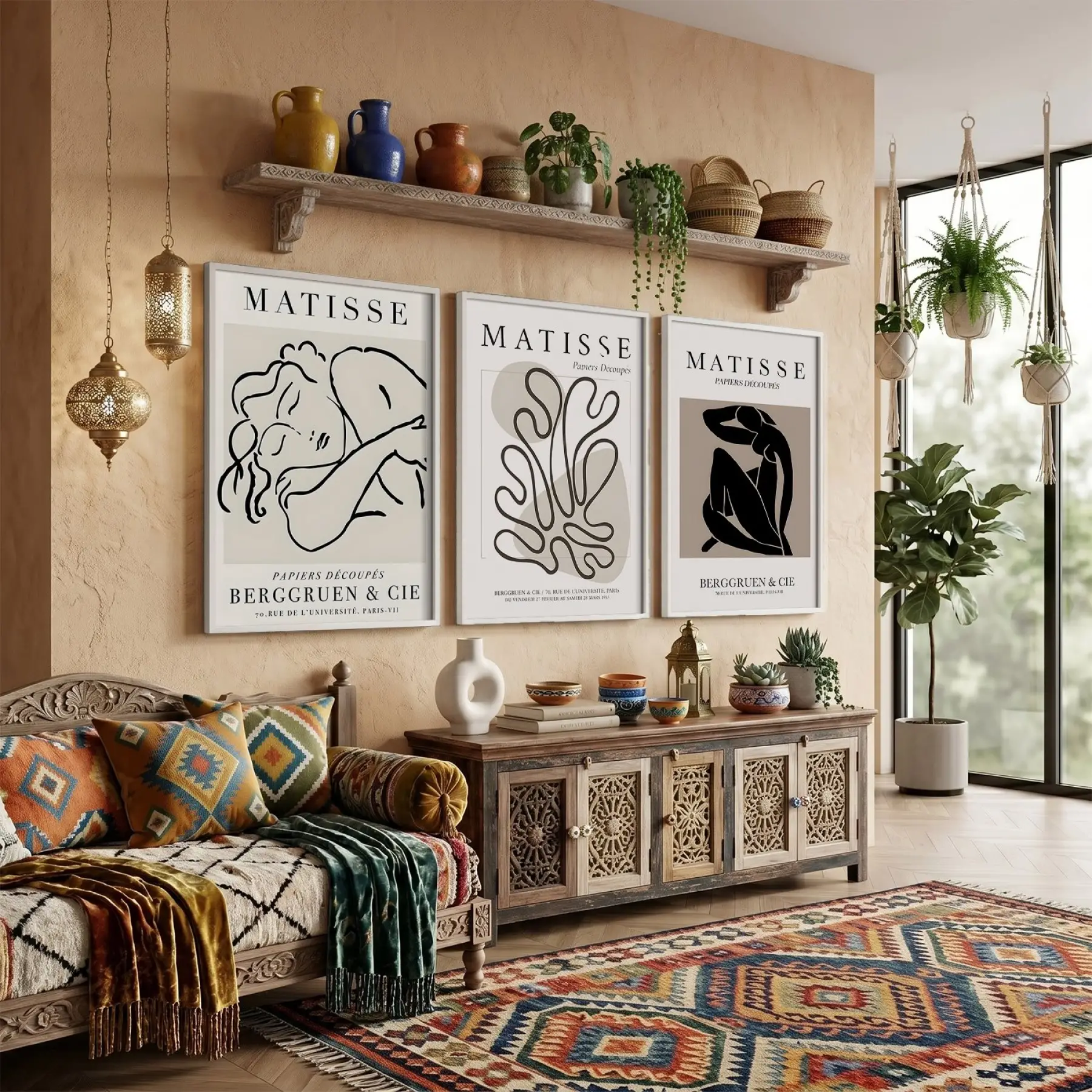 Modern Soyut Silüetler 3lü Beyaz Çerçeveli Tablo Seti Resim Çerçevesi Tablo Salon Aksesuarları