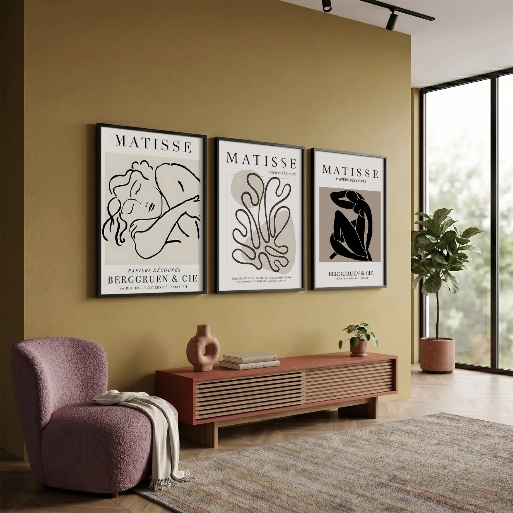 Modern Soyut Silüetler 3lü Siyah Çerçeveli Tablo Seti Resim Çerçevesi Tablo Salon Aksesuarları