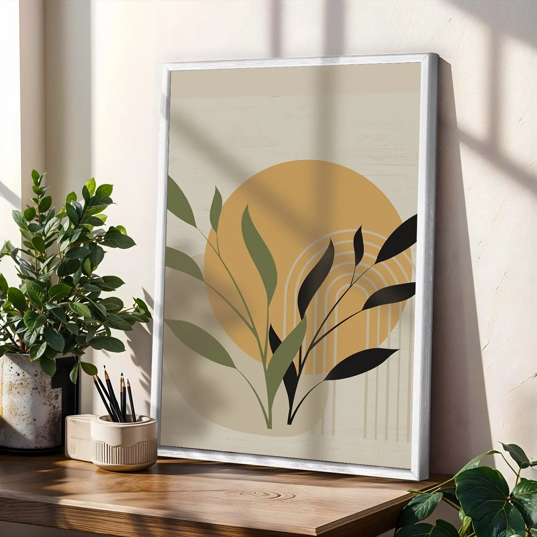 Avantgarde Organik Formlar 3lü Beyaz Çerçeveli Tablo Seti Poster Tablo Resim Çerçevesi Dekoratif