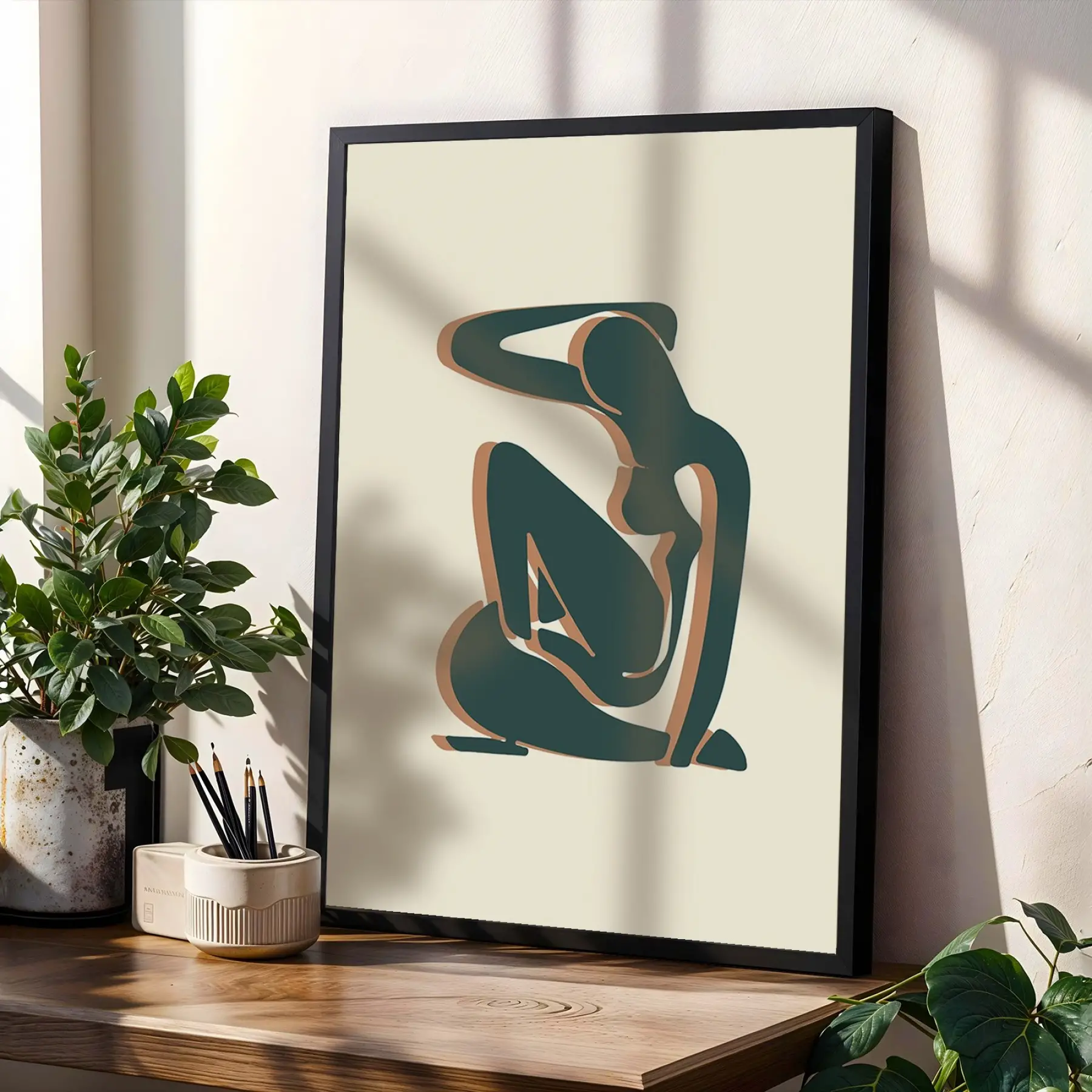 Bohem Soyut Figürlü Botanik 3lü Siyah Çerçeveli Tablo Seti Bohem Tablo Poster Tablo Duvar Tablo Ev