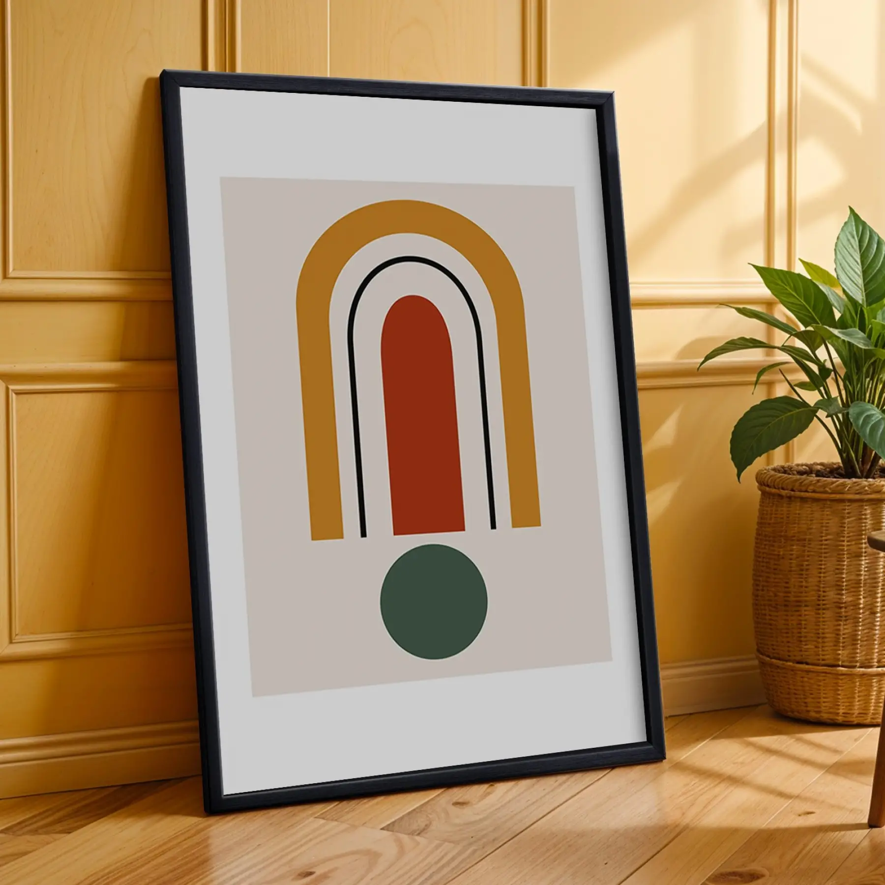 Bohem Toprak Tonları Sanat 3lü Siyah Çerçeveli Tablo Seti Bohem Tablo Poster Tablo Resim Çerçevesi